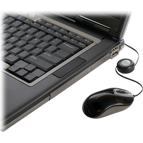 Targus AMU75US compact optical mouse in black and gray with retractable USB cable — view 4
