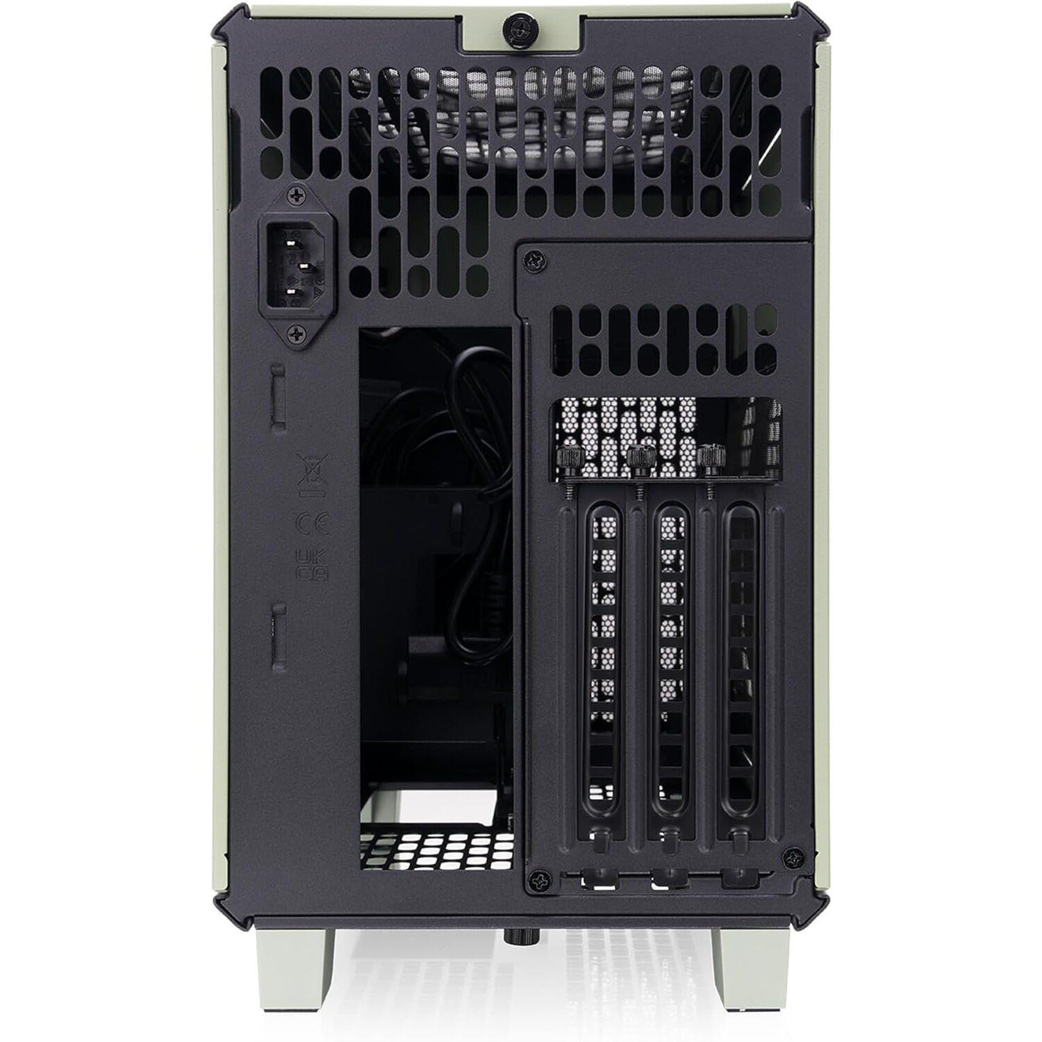 Thermaltake Tower 600 Racing Green vertical mid-tower PC case with tempered glass panels and upright GPU support — view 3
