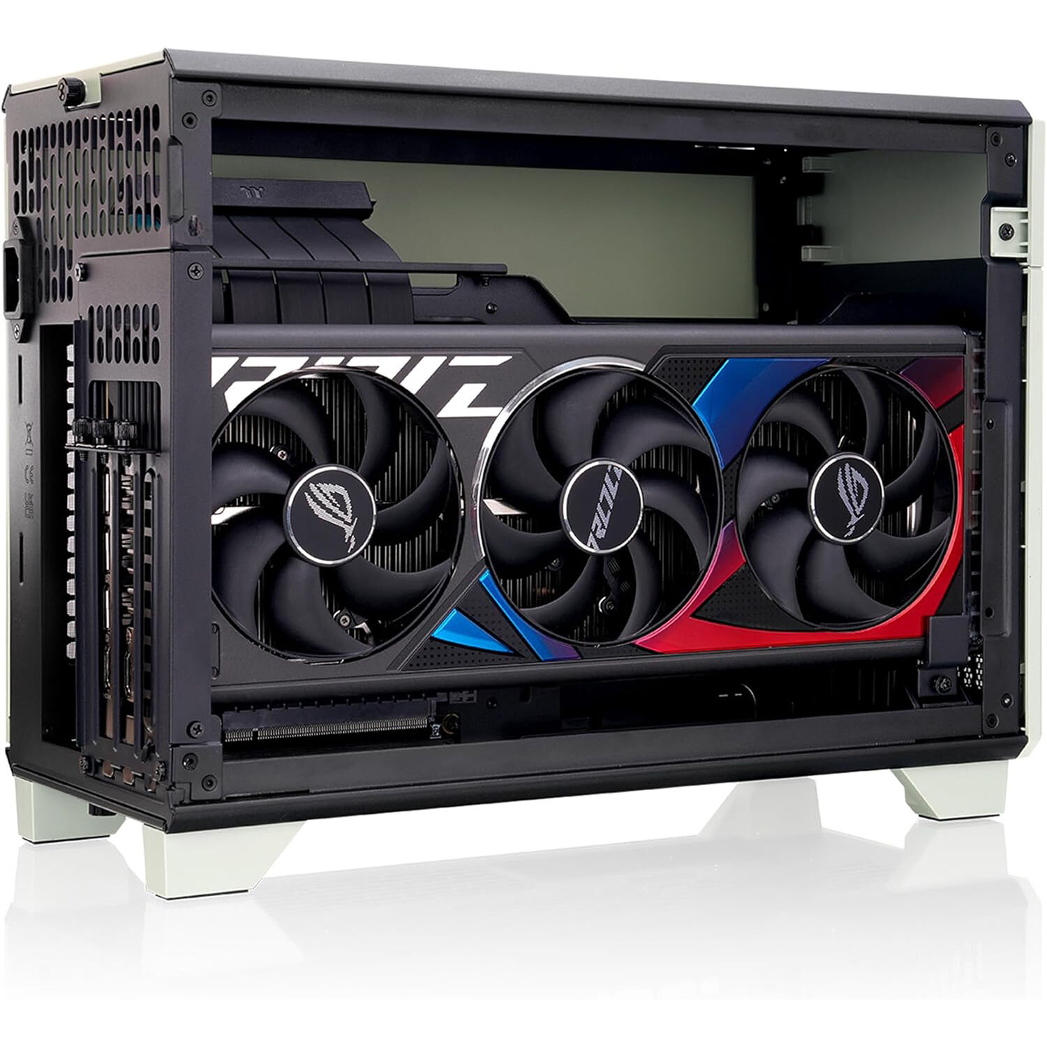 Thermaltake Tower 600 Racing Green vertical mid-tower PC case with tempered glass panels and upright GPU support — view 6