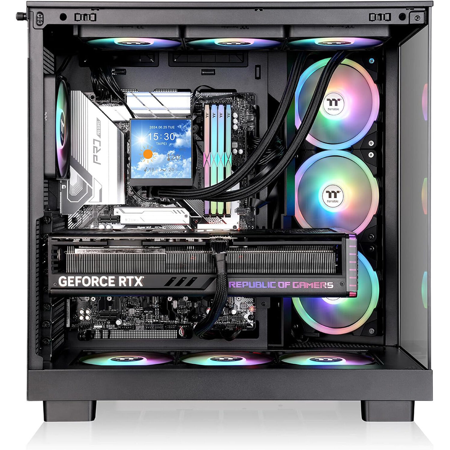 Thermaltake View 380 XL TG ARGB black mid tower chassis with tempered glass panels — view 2