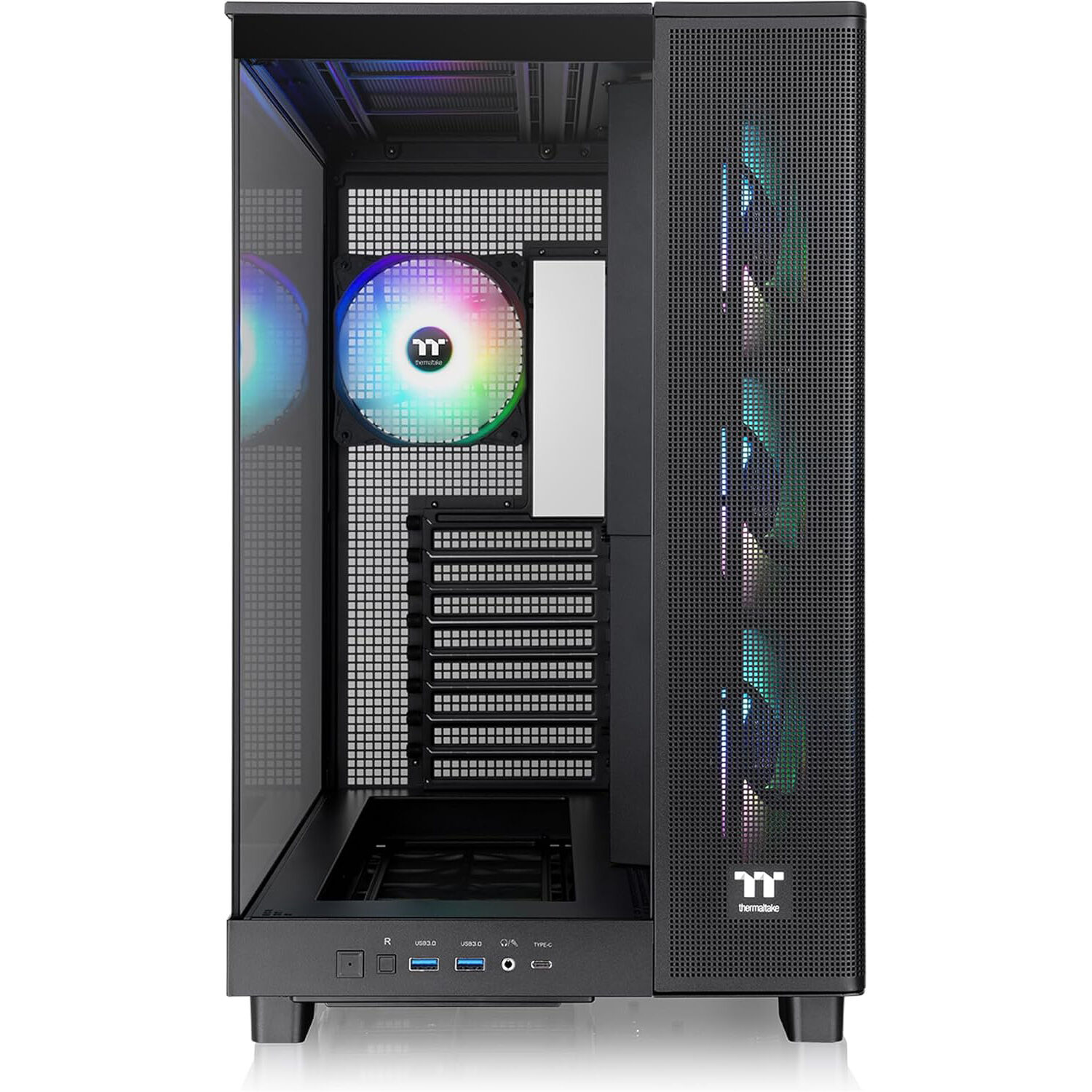 Thermaltake View 380 XL TG ARGB black mid tower chassis with tempered glass panels — view 4