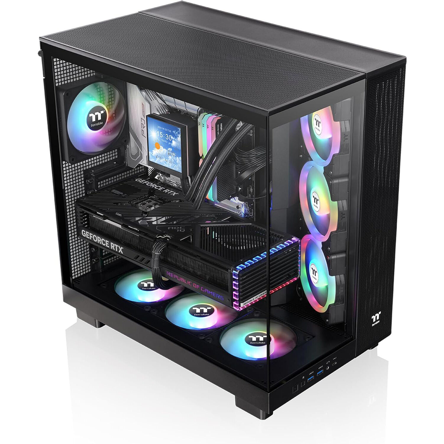 Thermaltake View 380 XL TG ARGB black mid tower chassis with tempered glass panels — view 5