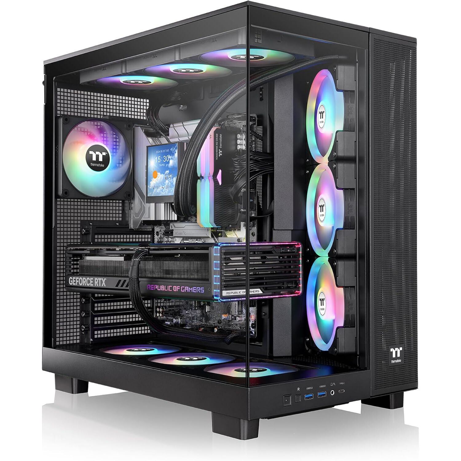 Thermaltake View 380 XL TG ARGB black mid tower chassis with tempered glass panels — view 6