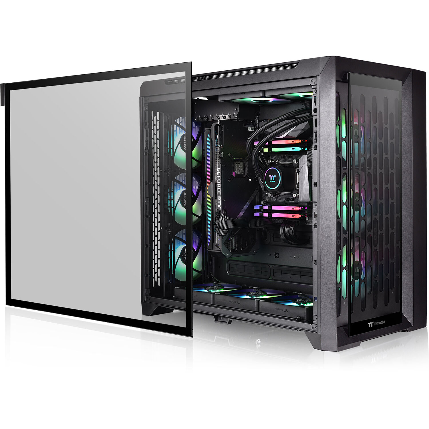 Thermaltake C750 TG ARGB Black mid tower PC case with tempered glass side panel — view 41