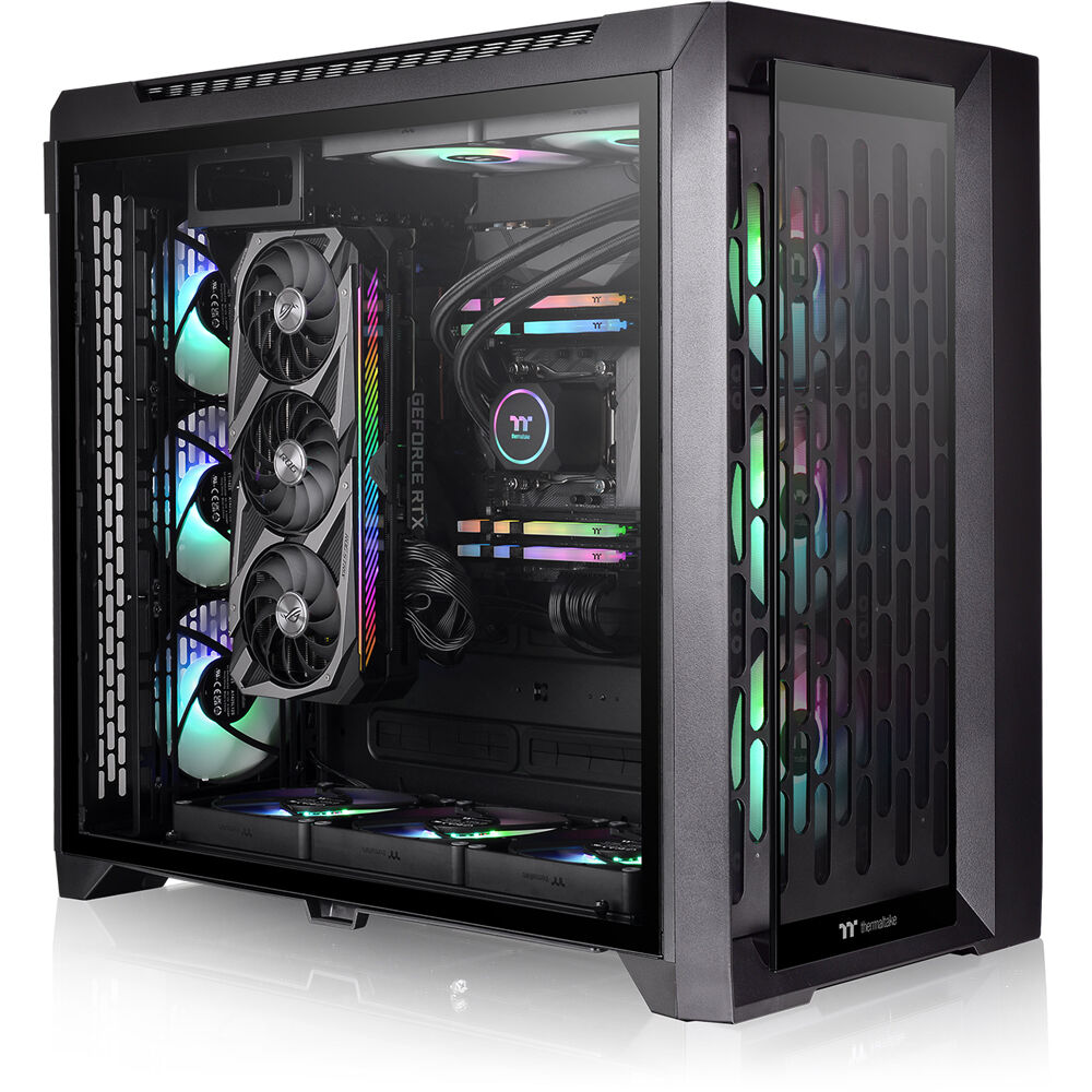 Thermaltake C750 TG ARGB Black mid tower PC case with tempered glass side panel — view 42