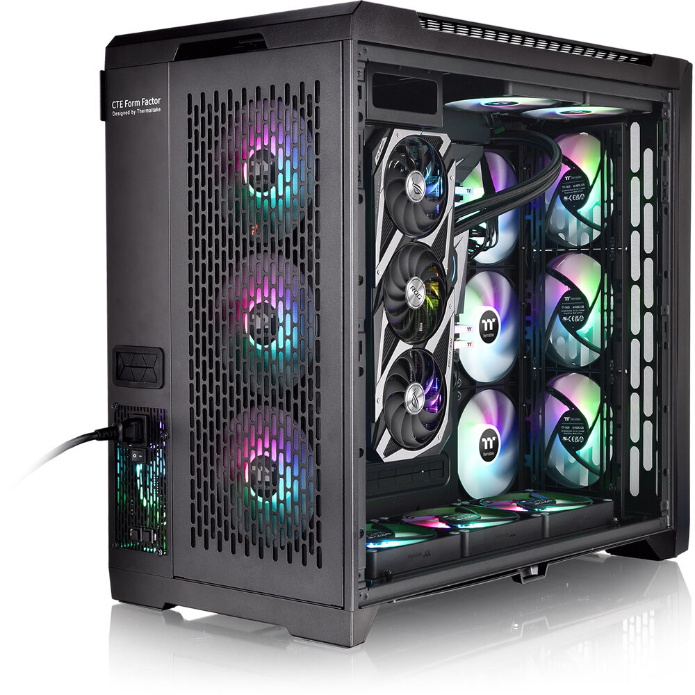 Thermaltake C750 TG ARGB Black mid tower PC case with tempered glass side panel — view 45
