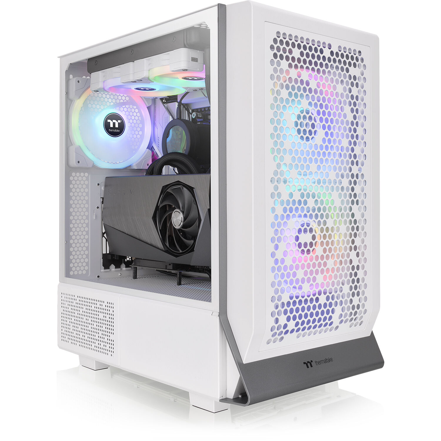 Thermaltake Ceres 300 Snow Case white ATX mid tower with ARGB fans and perforated front panel — view 26