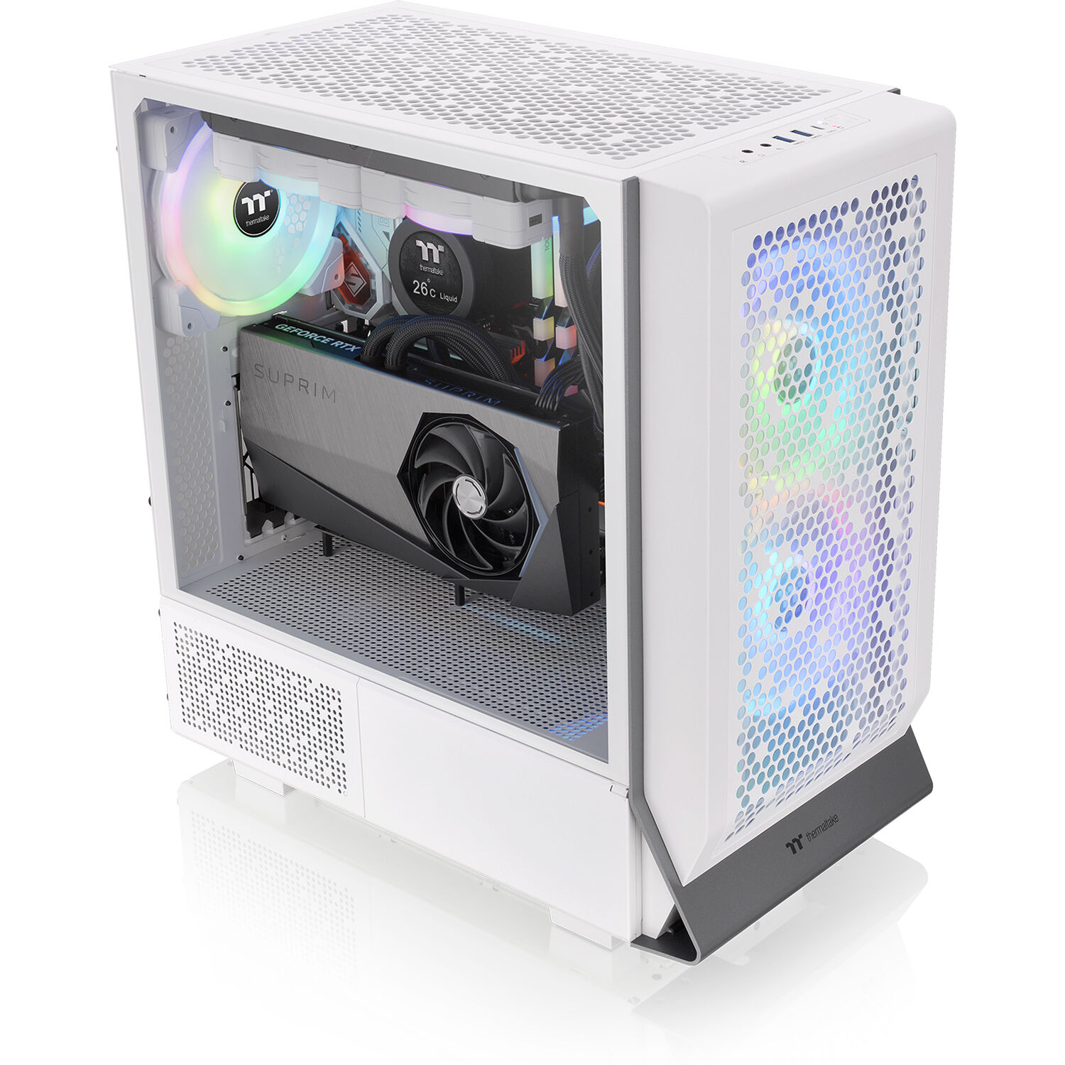 Thermaltake Ceres 300 Snow Case white ATX mid tower with ARGB fans and perforated front panel — view 27
