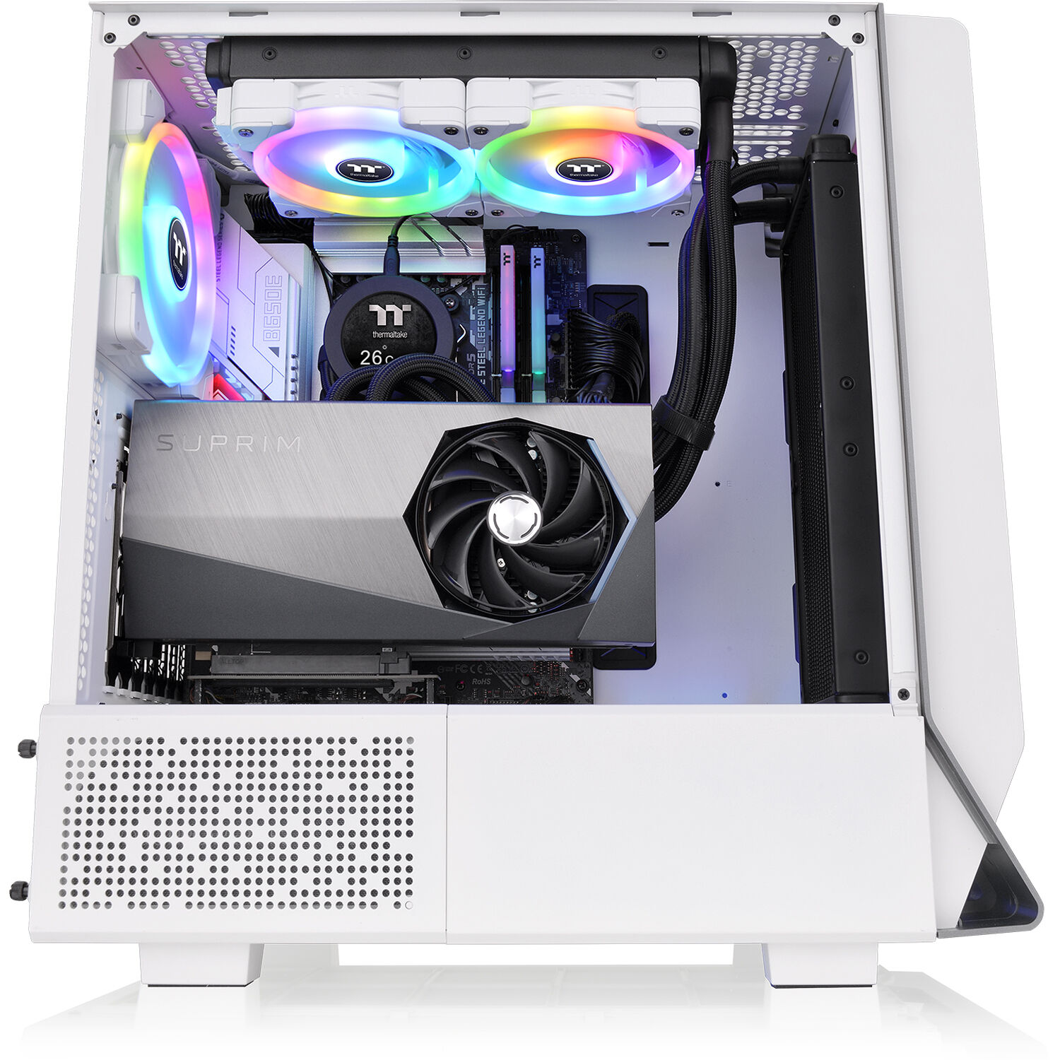 Thermaltake Ceres 300 Snow Case white ATX mid tower with ARGB fans and perforated front panel — view 29