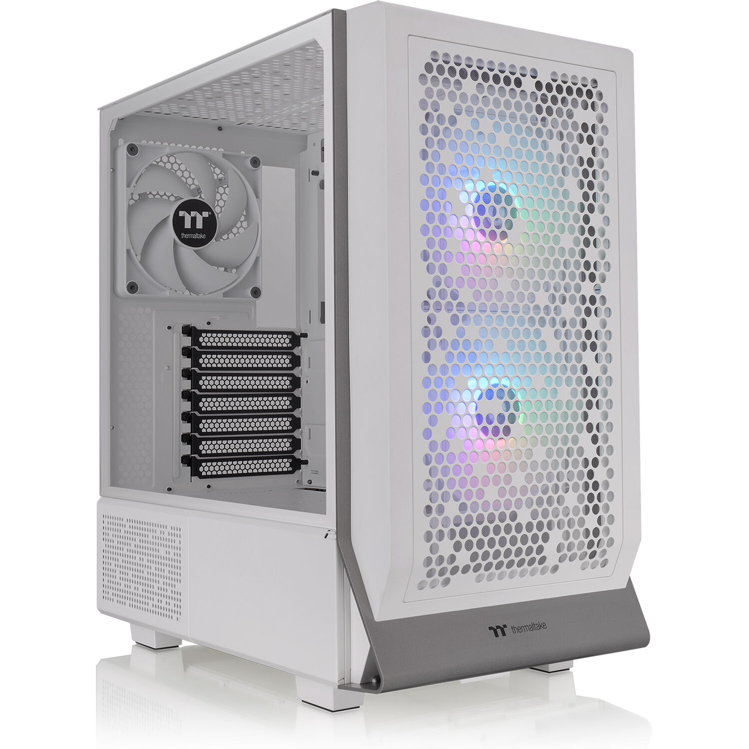 Thermaltake Ceres 300 Snow Case white ATX mid tower with ARGB fans and perforated front panel — view 3
