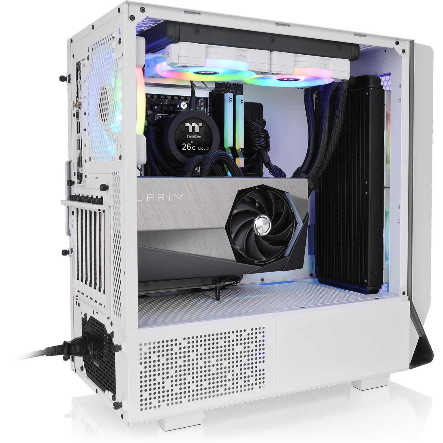 Thermaltake Ceres 300 Snow Case white ATX mid tower with ARGB fans and perforated front panel — view 30