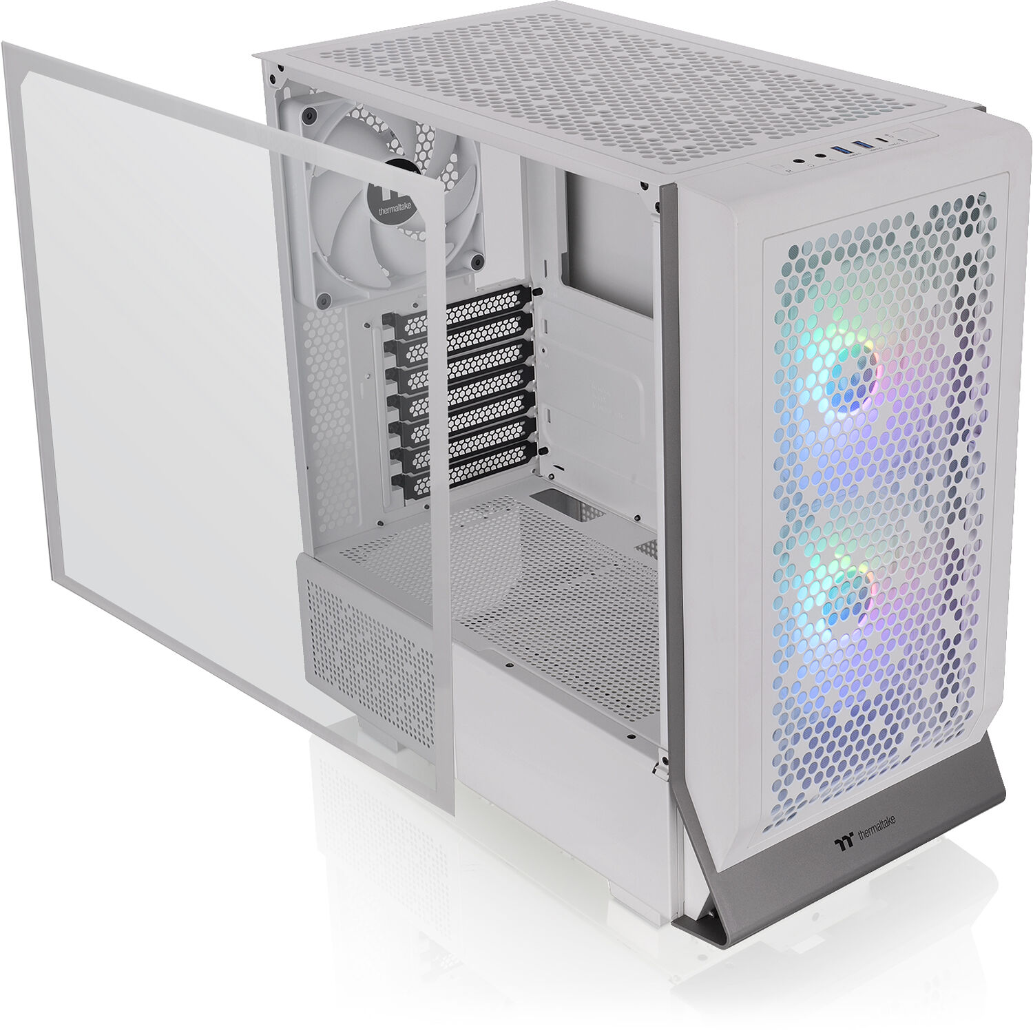 Thermaltake Ceres 300 Snow Case white ATX mid tower with ARGB fans and perforated front panel — view 4