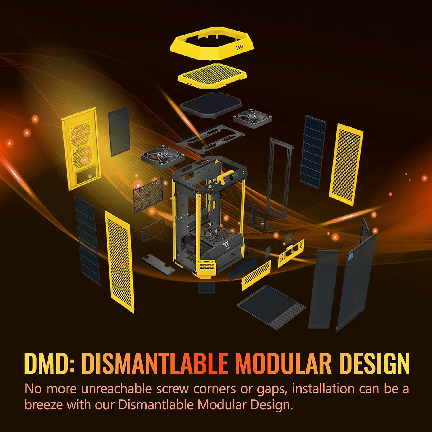 Thermaltake Tower 300 Bumblebee vertical mini tower PC case with octagonal prism design — view 3