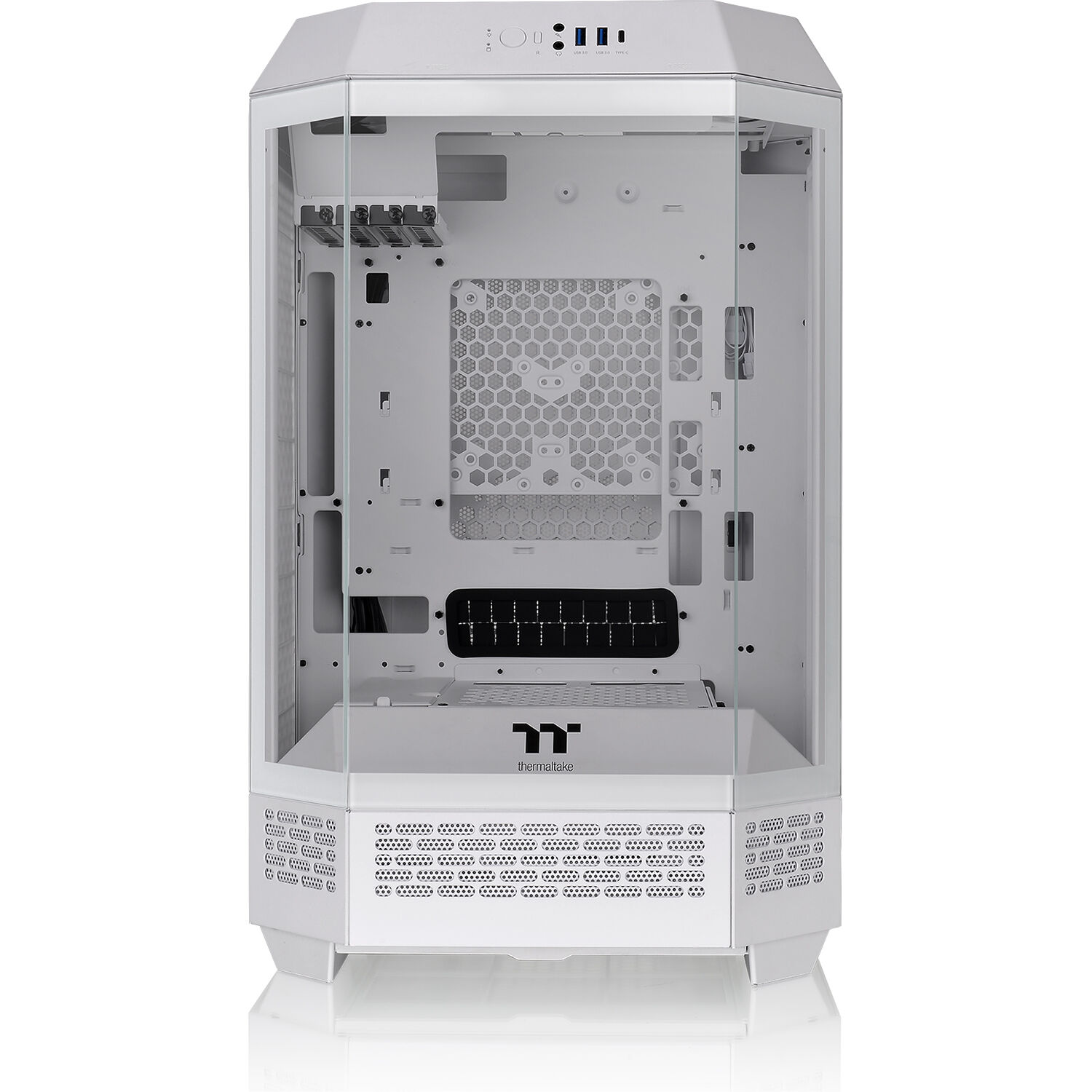 Thermaltake Tower 300 Snow vertical mid tower PC case in white with octagonal prism design — view 2