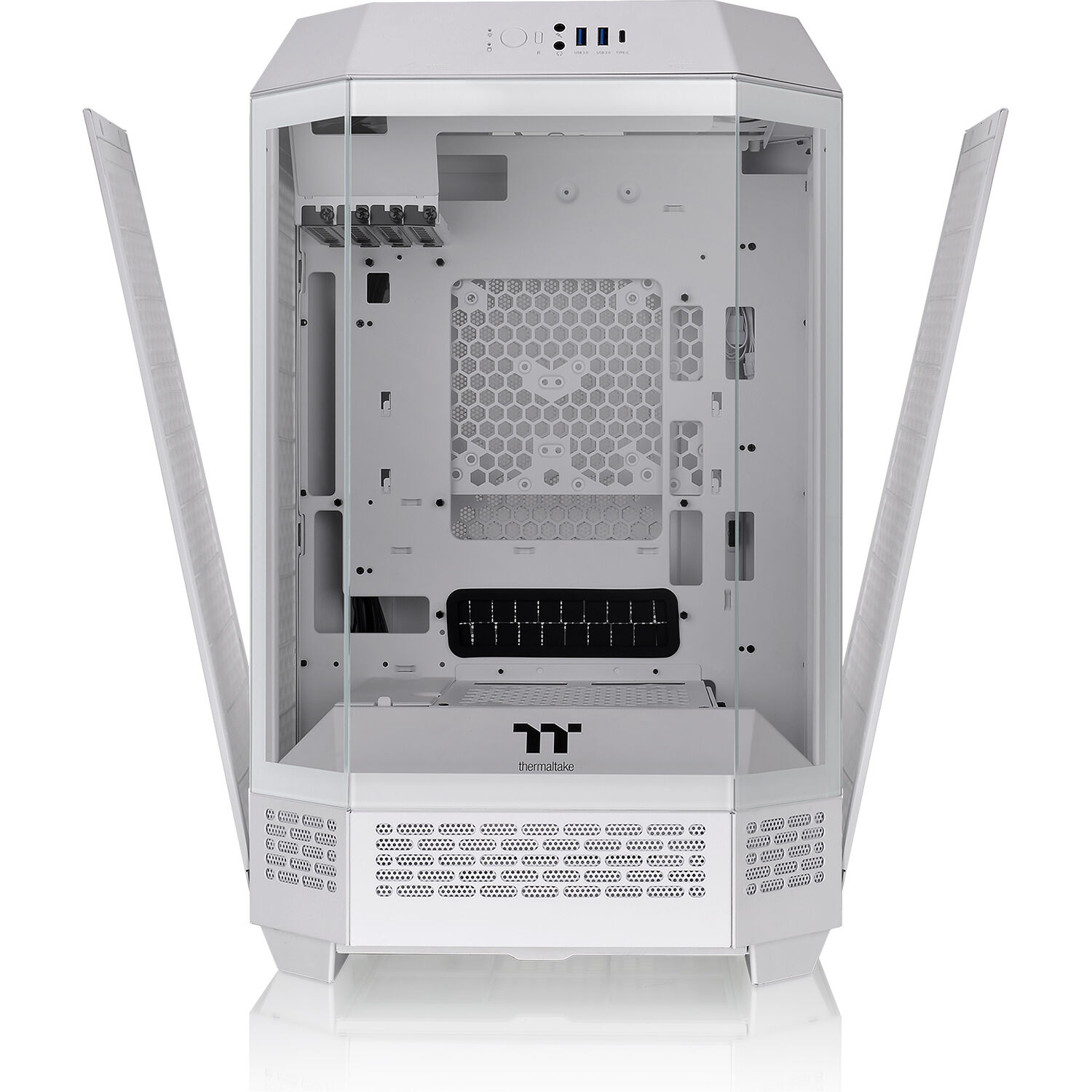 Thermaltake Tower 300 Snow vertical mid tower PC case in white with octagonal prism design — view 3
