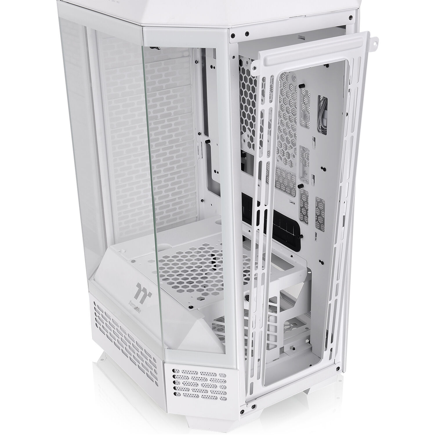 Thermaltake Tower 300 Snow vertical mid tower PC case in white with octagonal prism design — view 8