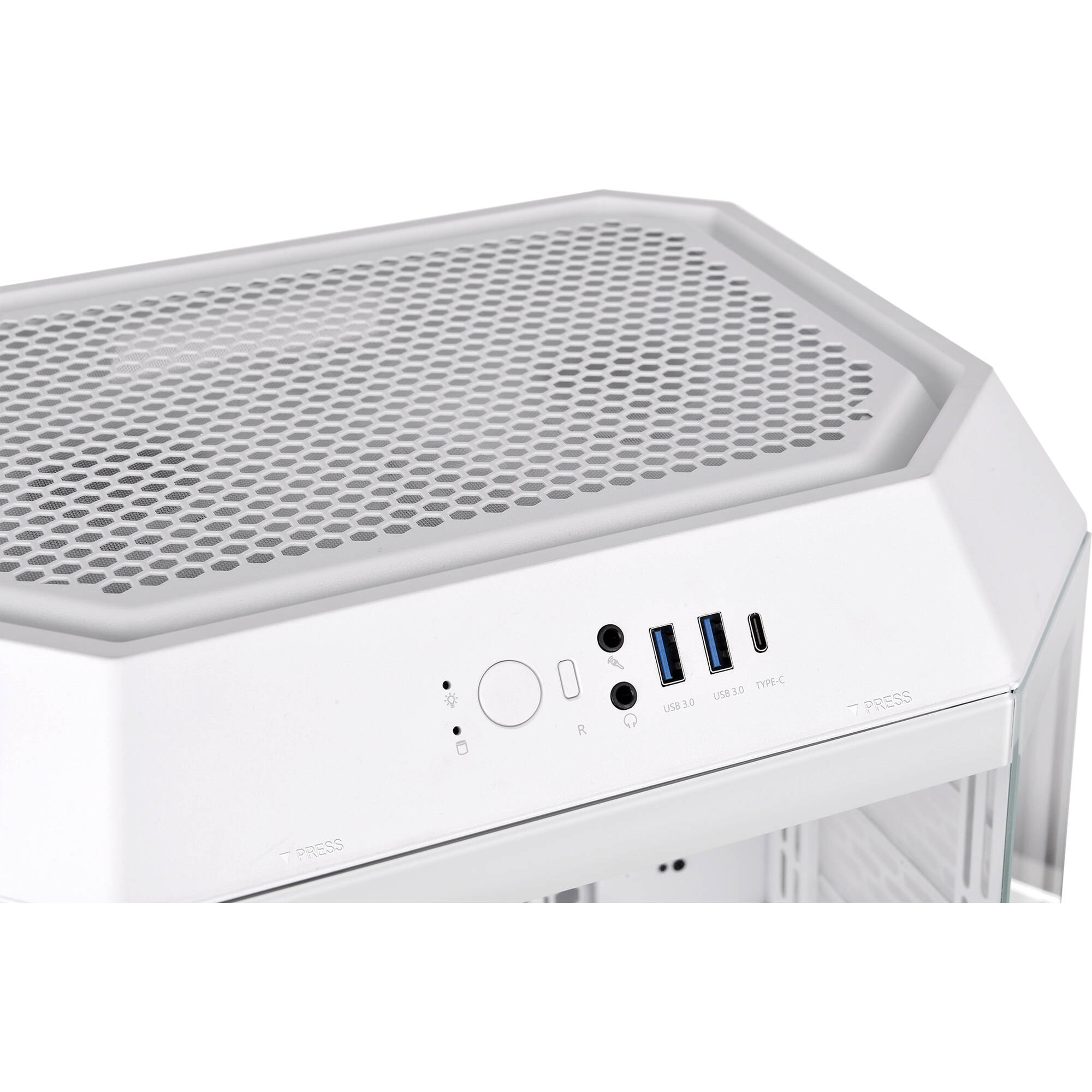 Thermaltake Tower 300 Snow vertical mid tower PC case in white with octagonal prism design — view 9