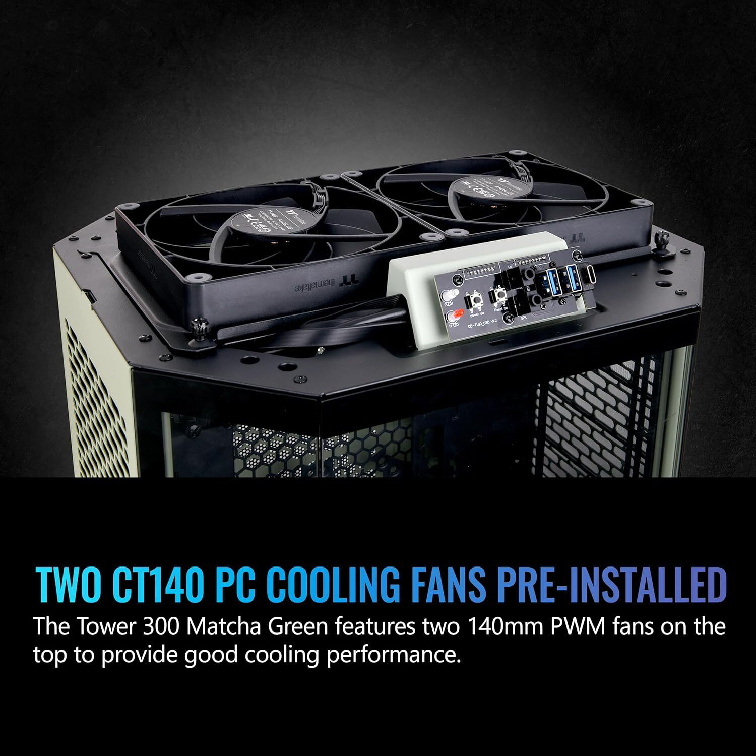 Thermaltake Tower 300 Matcha Green vertical Mini-ITX PC case with octagonal prism design — view 4