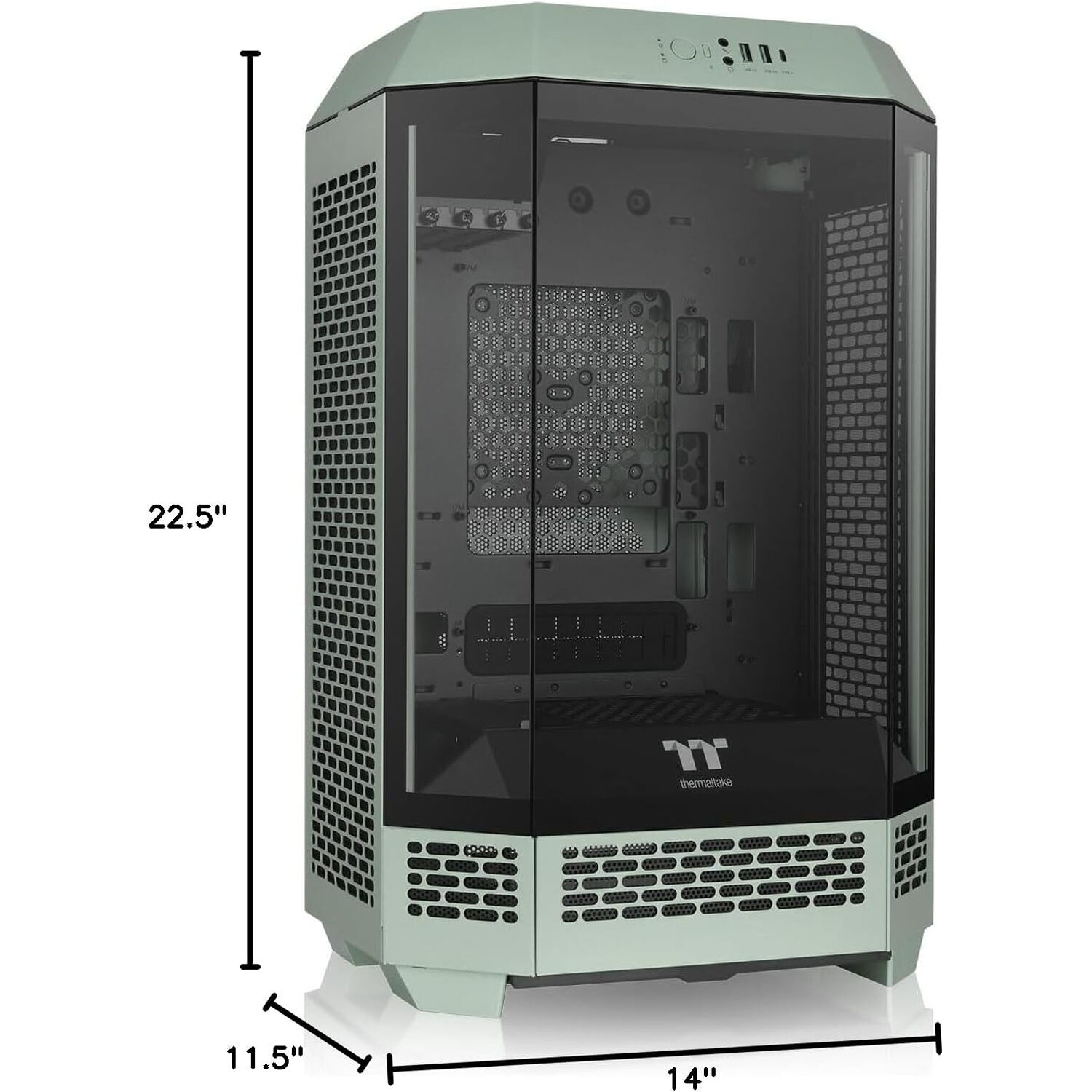 Thermaltake Tower 300 Matcha Green vertical Mini-ITX PC case with octagonal prism design — view 6