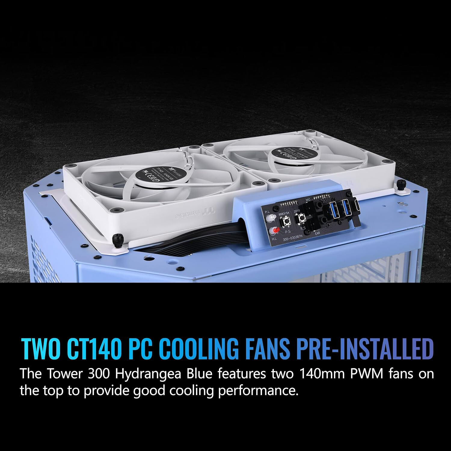 Thermaltake Tower 300 Hydrangea Blue vertical mid tower PC case with octagonal prism design — view 4