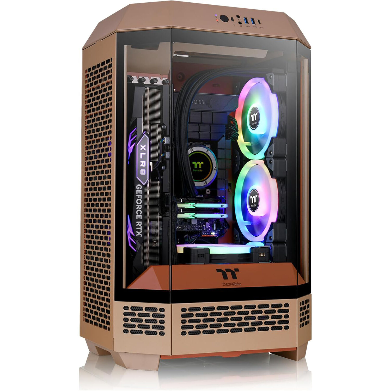 Thermaltake Tower 300 Gravel Sand Micro-ATX case with three tempered glass panels — view 3