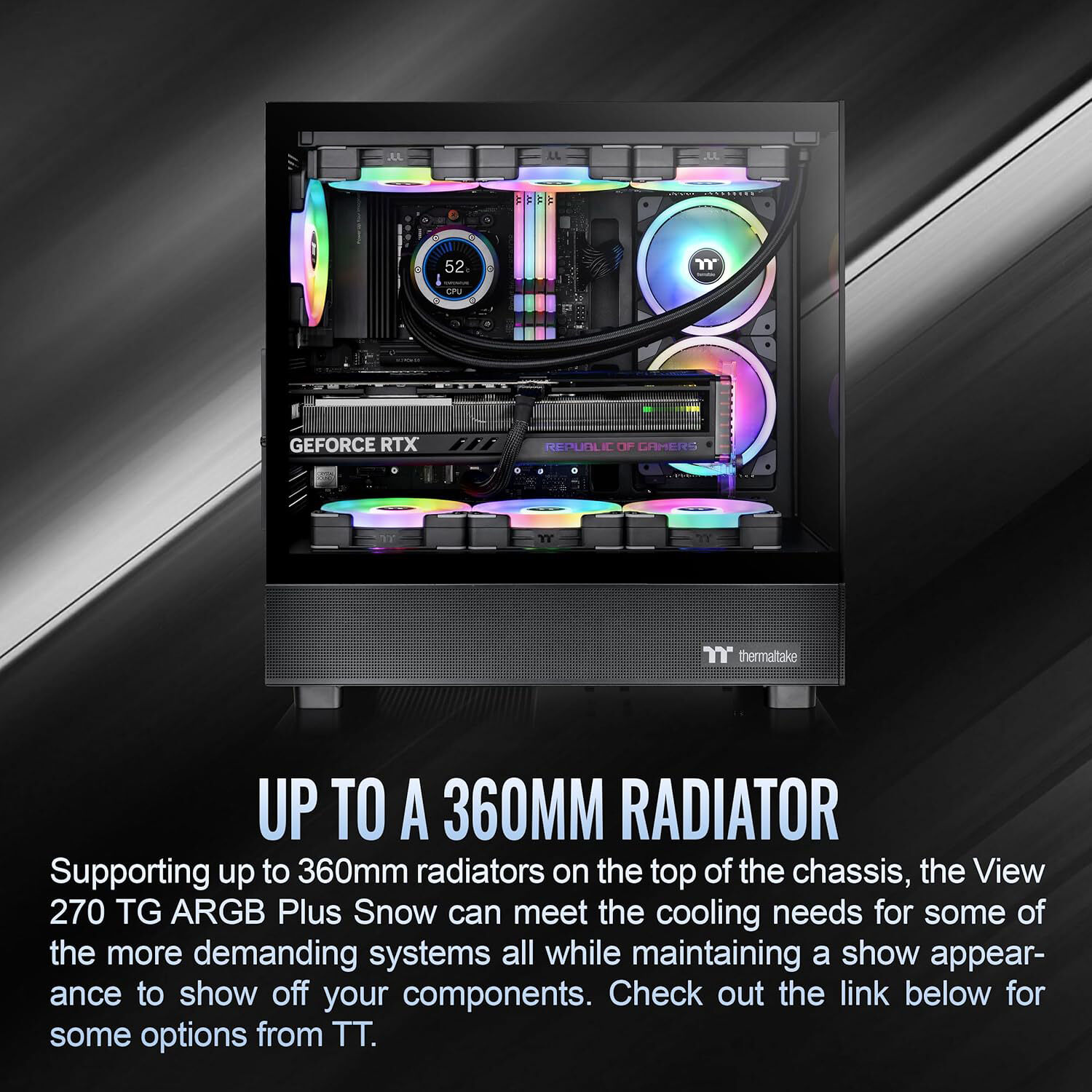 Thermaltake View 270 Plus TG ARGB Black mid tower PC case with tempered glass and RGB fans — view 4