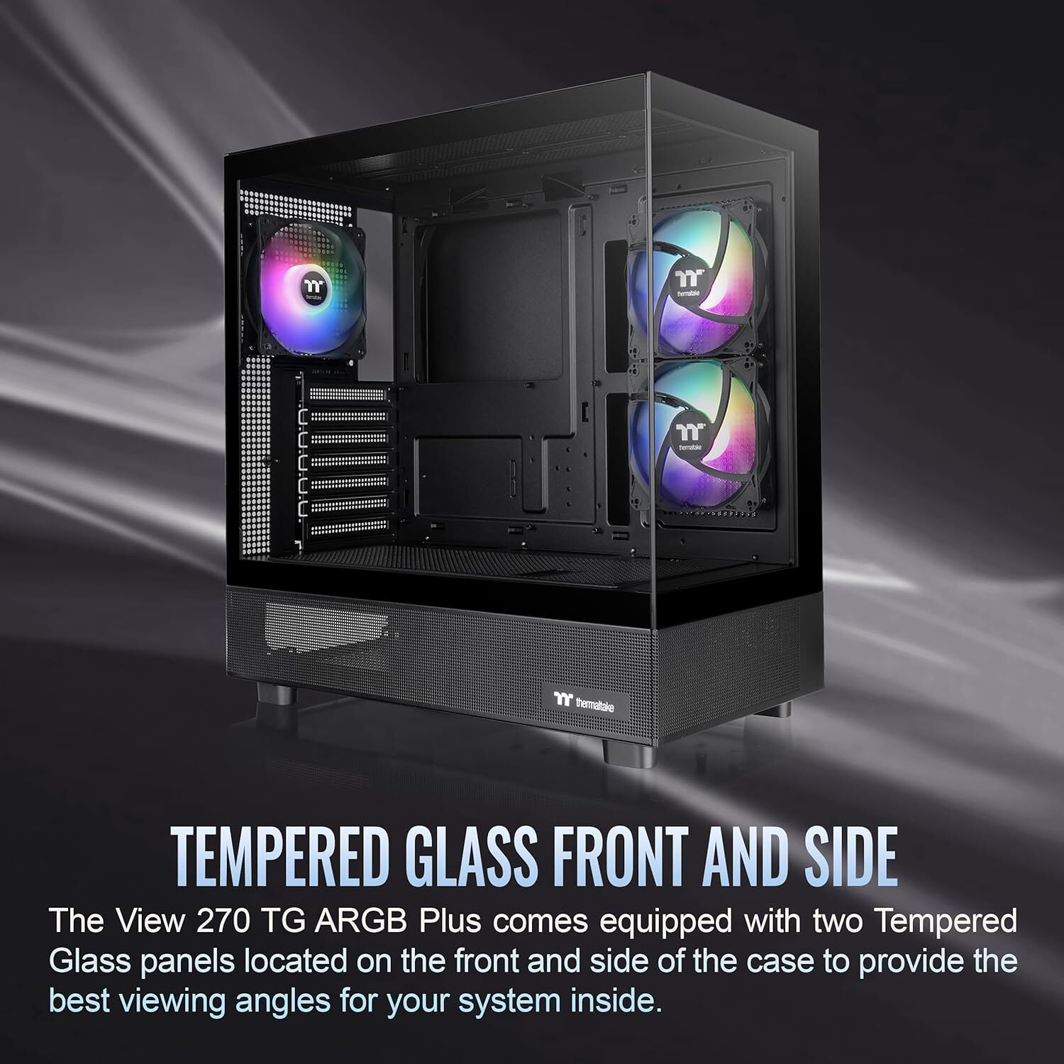 Thermaltake View 270 Plus TG ARGB Black mid tower PC case with tempered glass and RGB fans — view 5