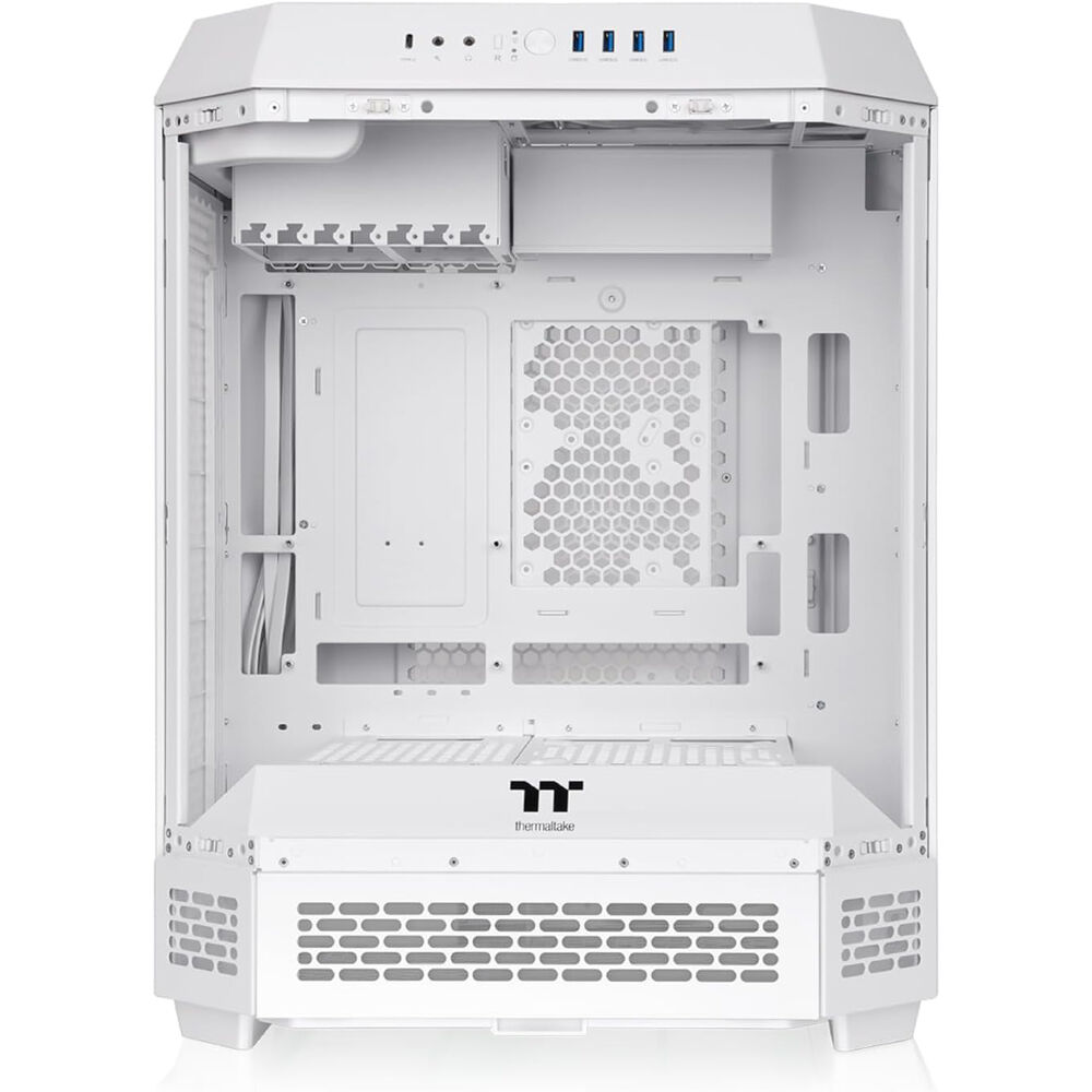 Thermaltake Tower 600 Snow mid tower PC case with vertical layout and three tempered glass panels — view 2