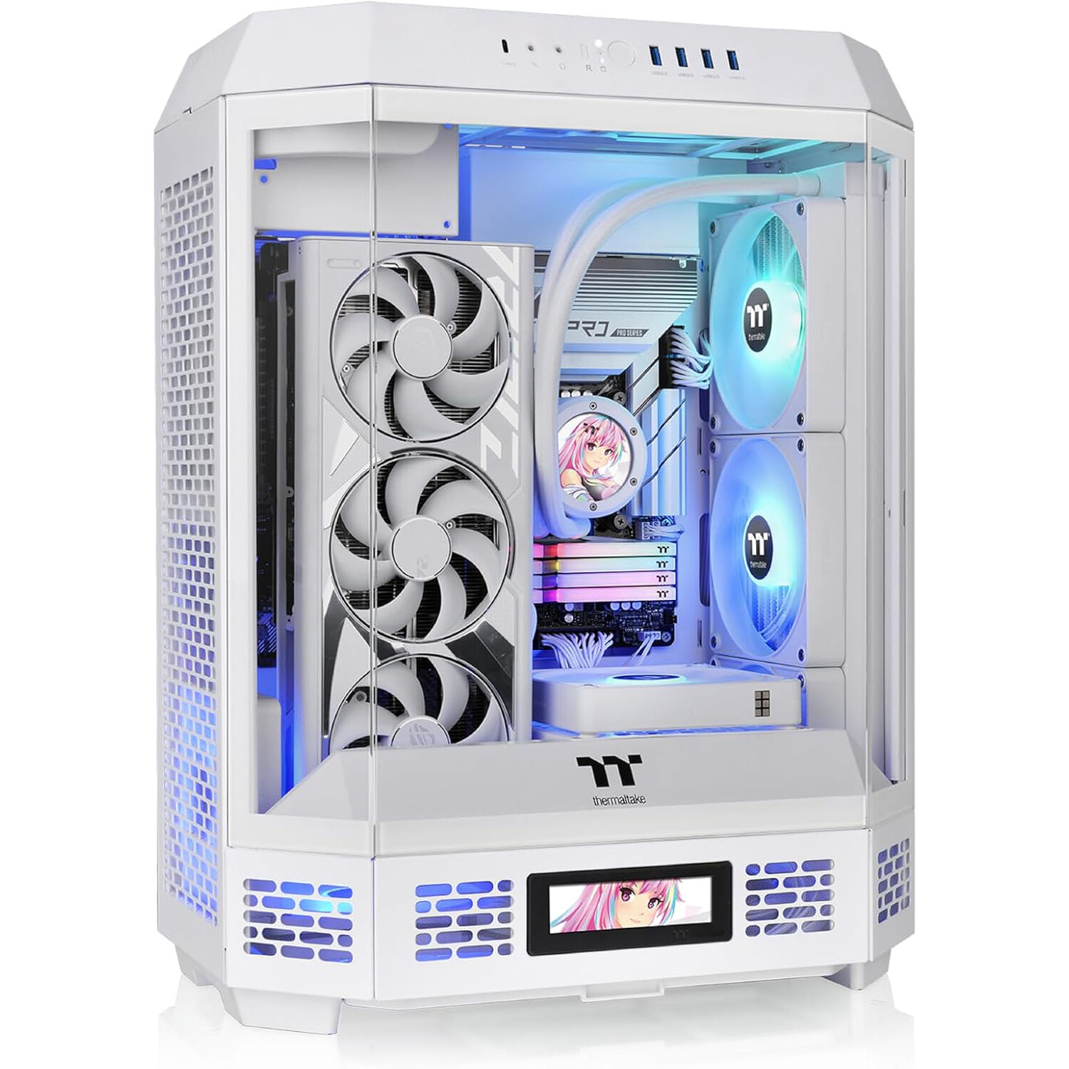 Thermaltake Tower 600 Snow mid tower PC case with vertical layout and three tempered glass panels — view 6