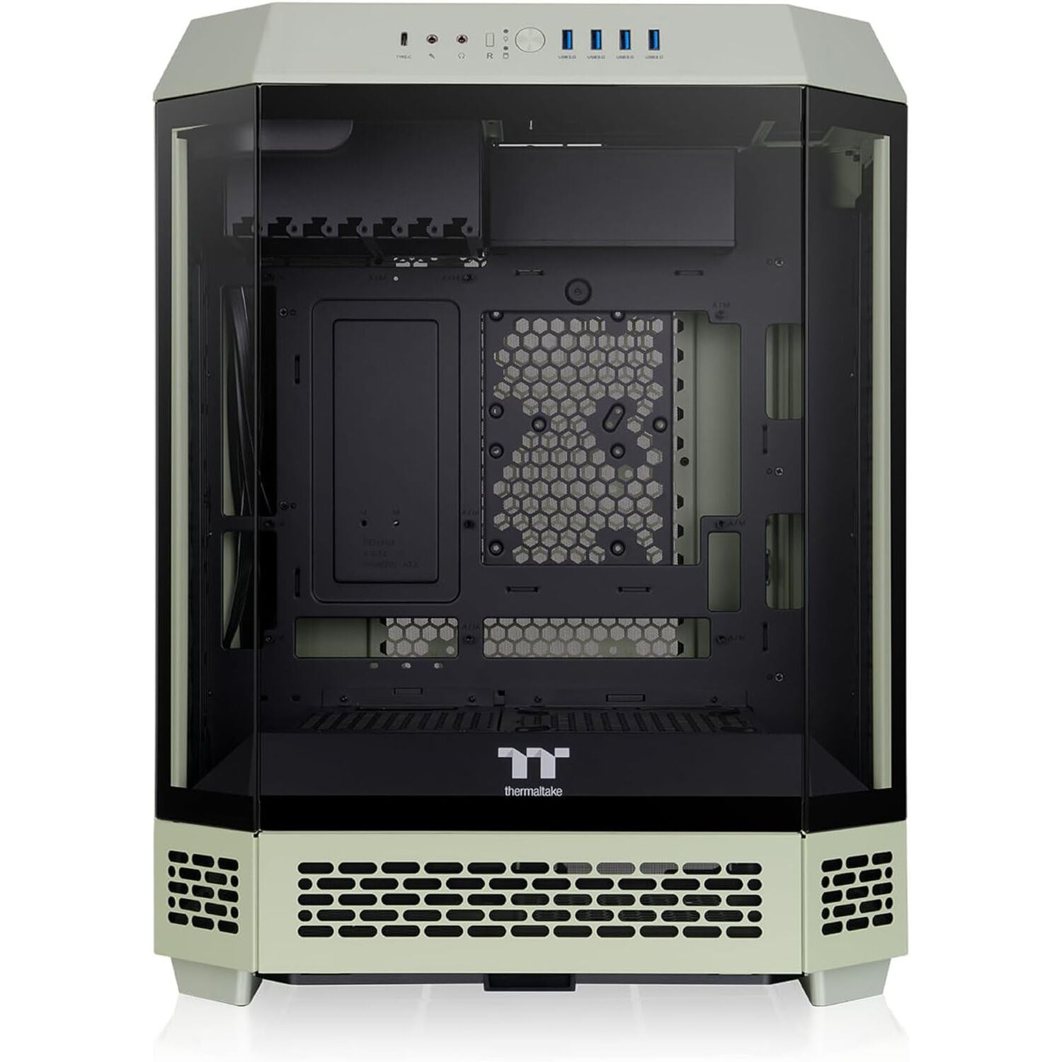 Thermaltake Tower 600 Matcha Green mid-tower ATX case with vertical layout and tempered glass panels — view 2