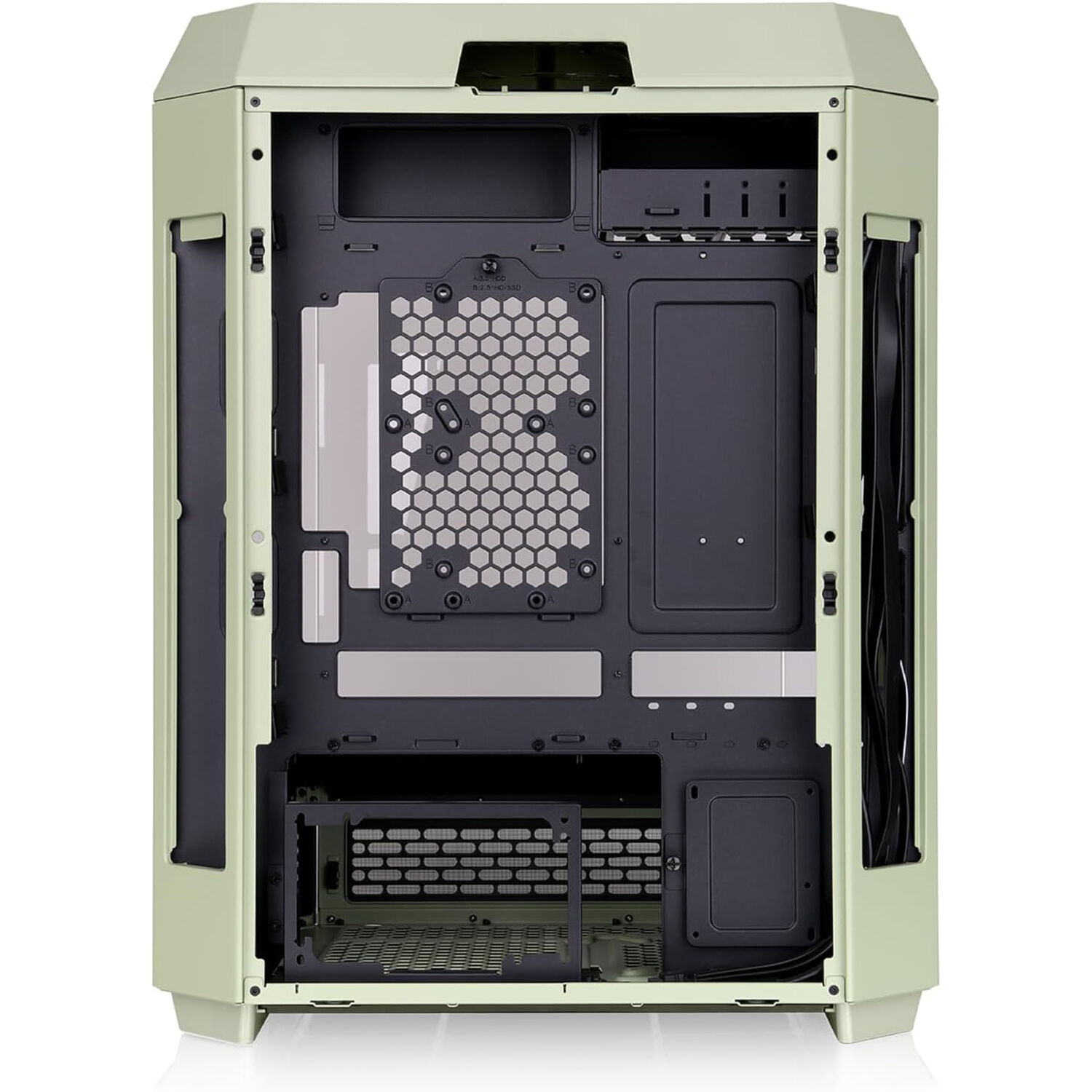 Thermaltake Tower 600 Matcha Green mid-tower ATX case with vertical layout and tempered glass panels — view 3