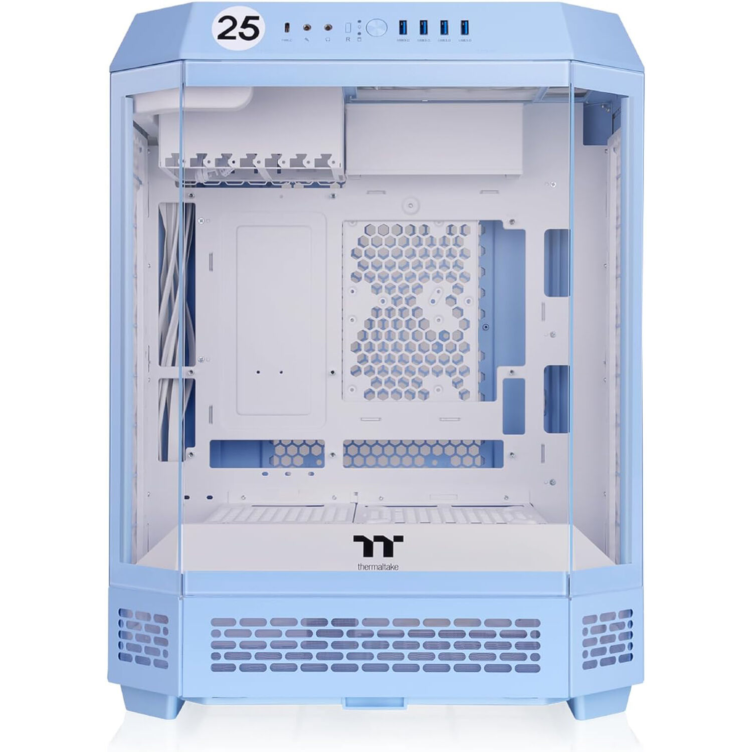 Thermaltake Tower 600 Hydrangea Blue vertical ATX mid tower case with tempered glass panels — view 2