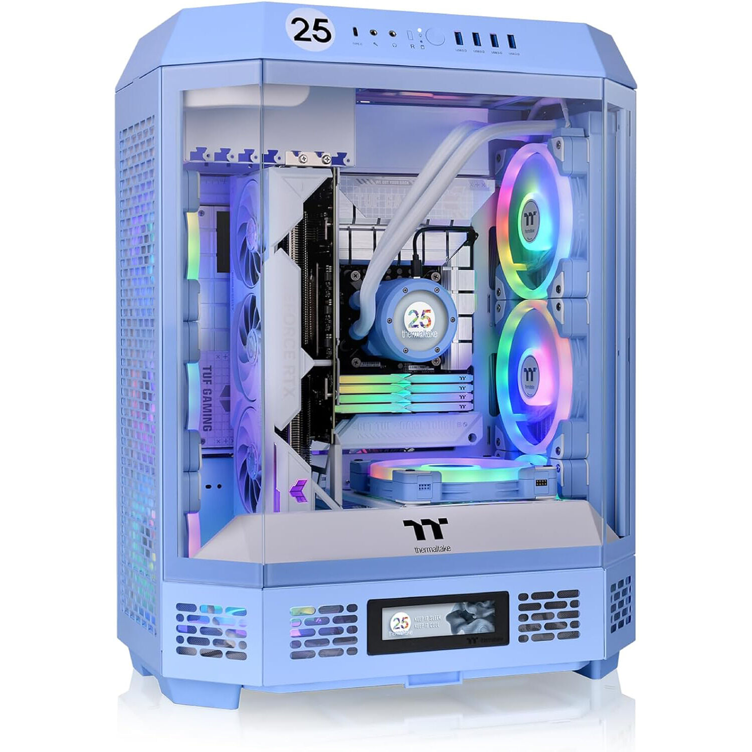 Thermaltake Tower 600 Hydrangea Blue vertical ATX mid tower case with tempered glass panels — view 6