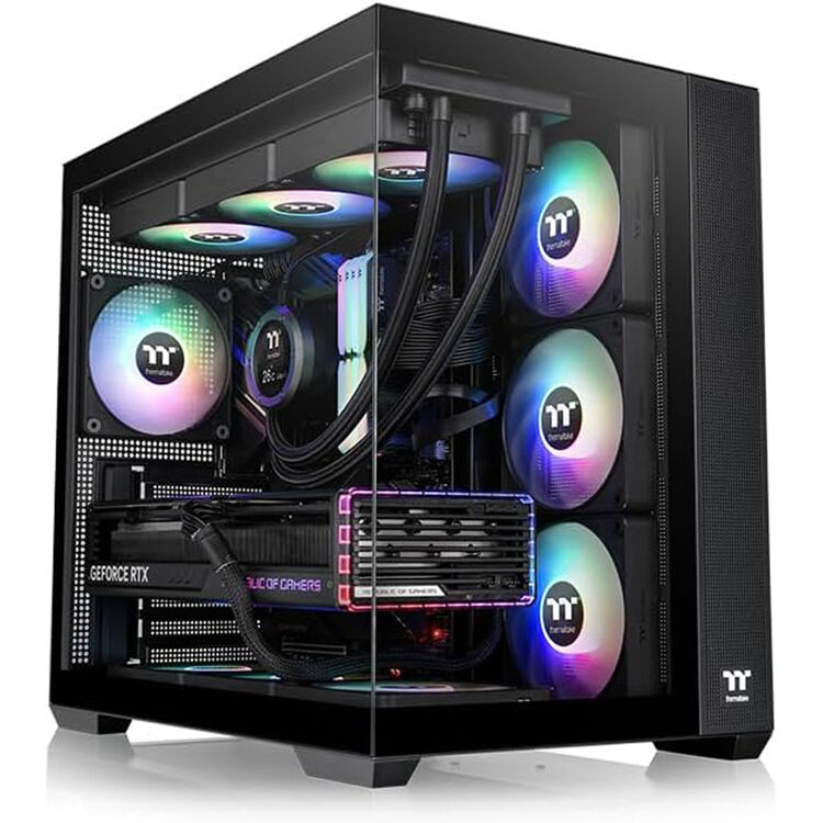 Thermaltake View 380 TG ARGB Case Black mid tower chassis with tempered glass side panel and four ARGB fans — view 7