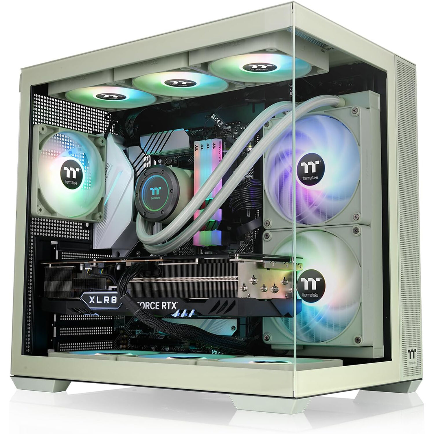 Thermaltake View 380 TG ARGB Matcha Green mid tower PC case with tempered glass and four ARGB fans — view 5