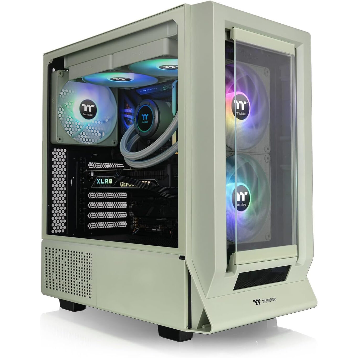 Thermaltake Ceres 350 MX Matcha Green ATX mid tower case with hidden-connector support and front fans — view 8