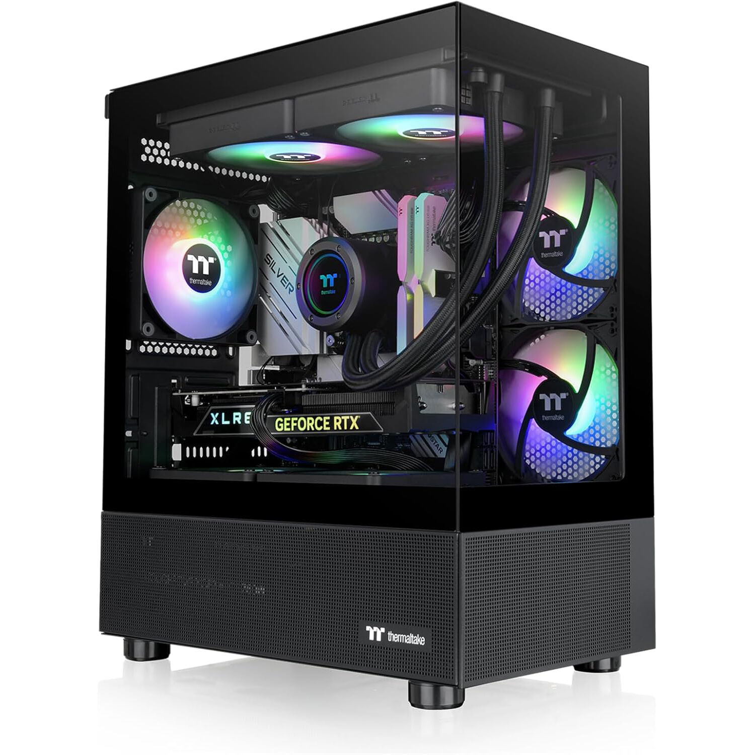 Thermaltake View 170 TG ARGB Black Micro-ATX case with tempered glass panels and three RGB fans — view 6