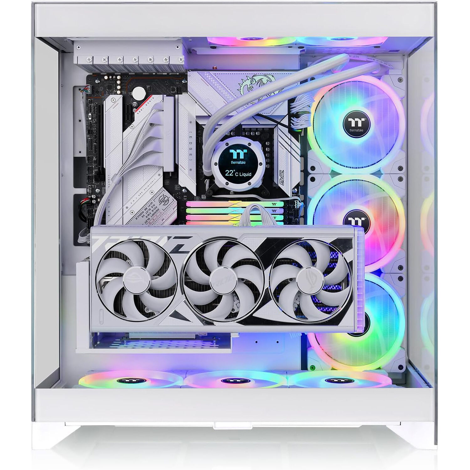 Thermaltake CTE E550 TG white mid-tower ATX case with three tempered glass panels and dual-chamber design — view 6