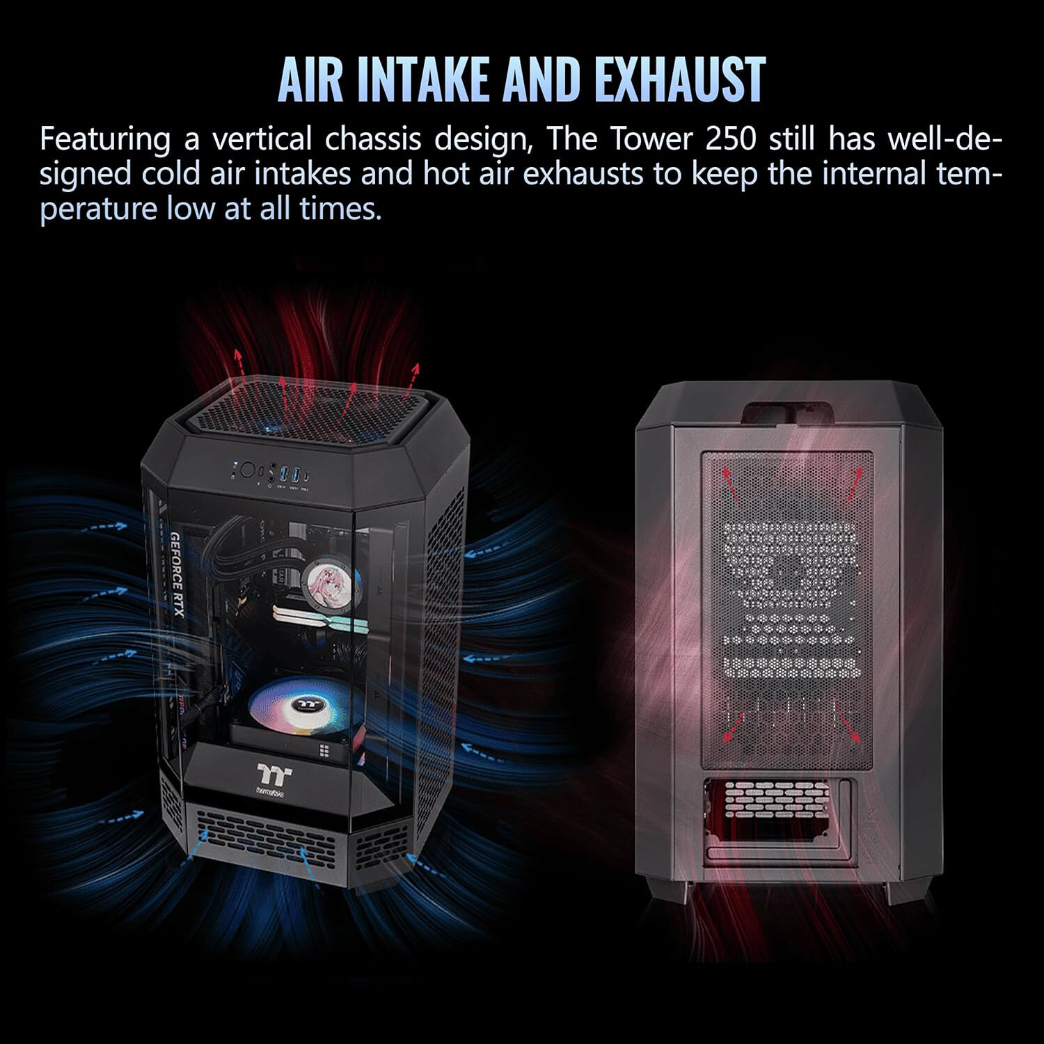 Thermaltake Tower 250 Black mini tower PC case with octagonal design and tempered glass side panel — view 3