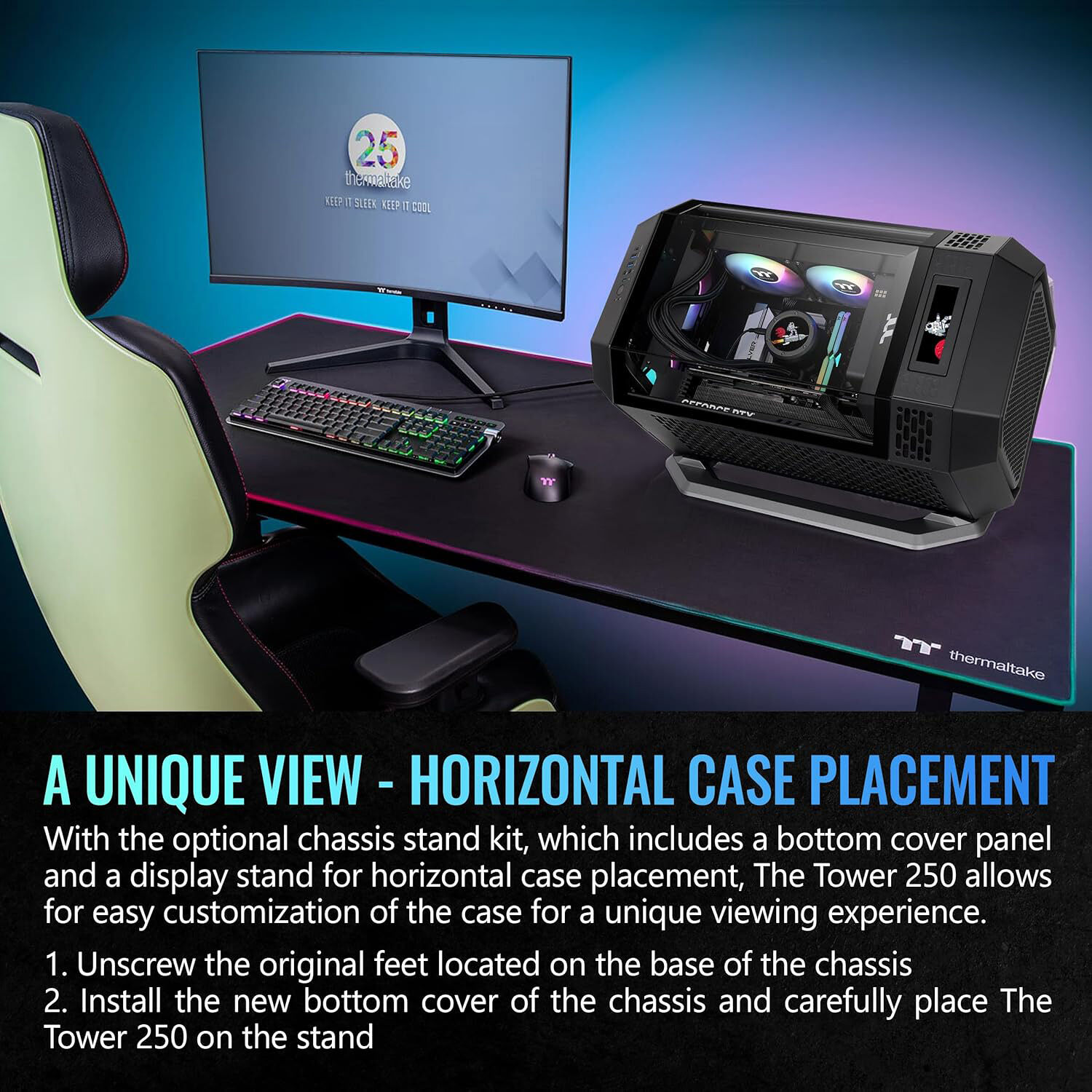 Thermaltake Tower 250 Black mini tower PC case with octagonal design and tempered glass side panel — view 5