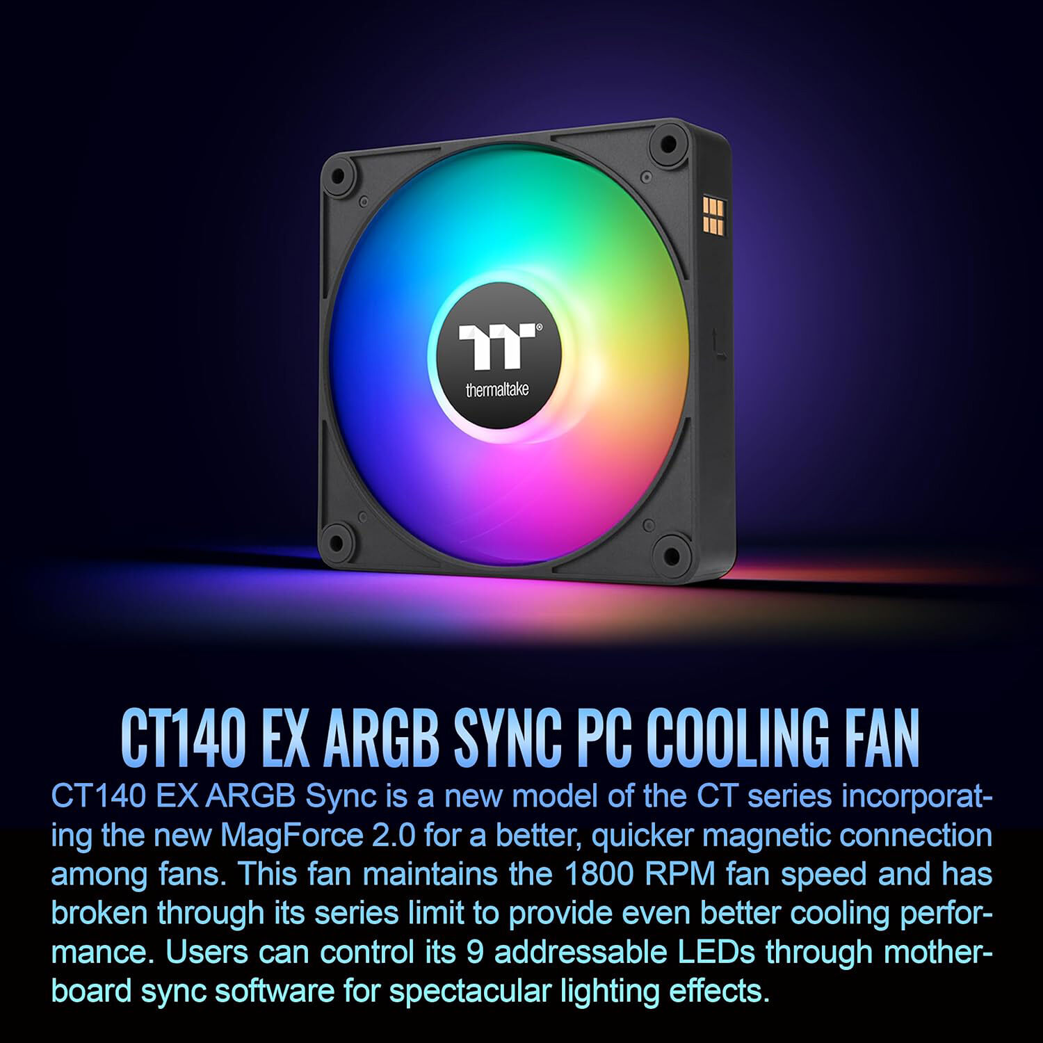 Thermaltake CT140 EX ARGB 3-pack black 140 mm case fans with magnetic daisy-chain connection — view 3