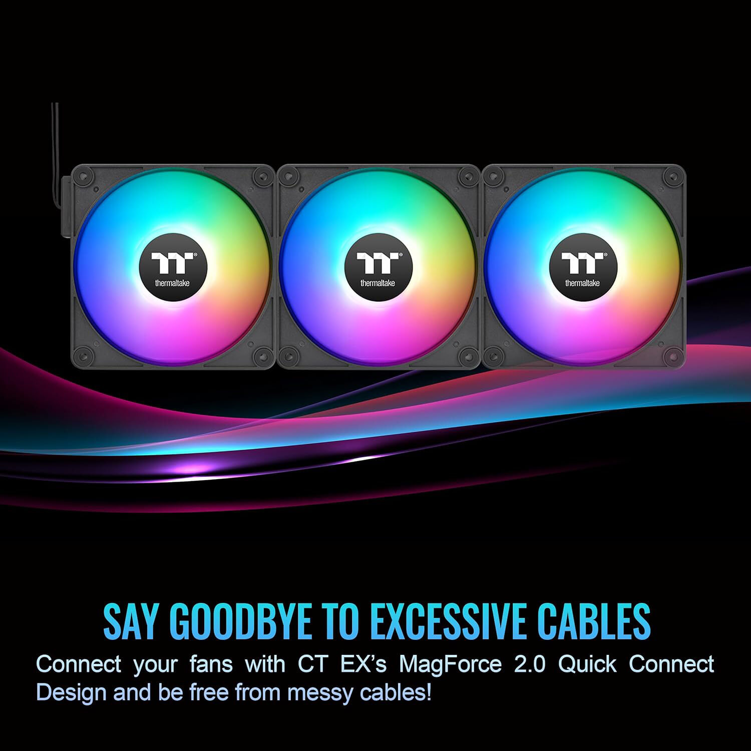 Thermaltake CT140 EX ARGB 3-pack black 140 mm case fans with magnetic daisy-chain connection — view 4