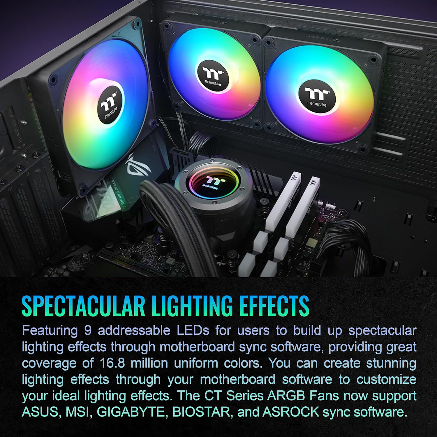 Thermaltake CT140 EX ARGB 3-pack black 140 mm case fans with magnetic daisy-chain connection — view 6