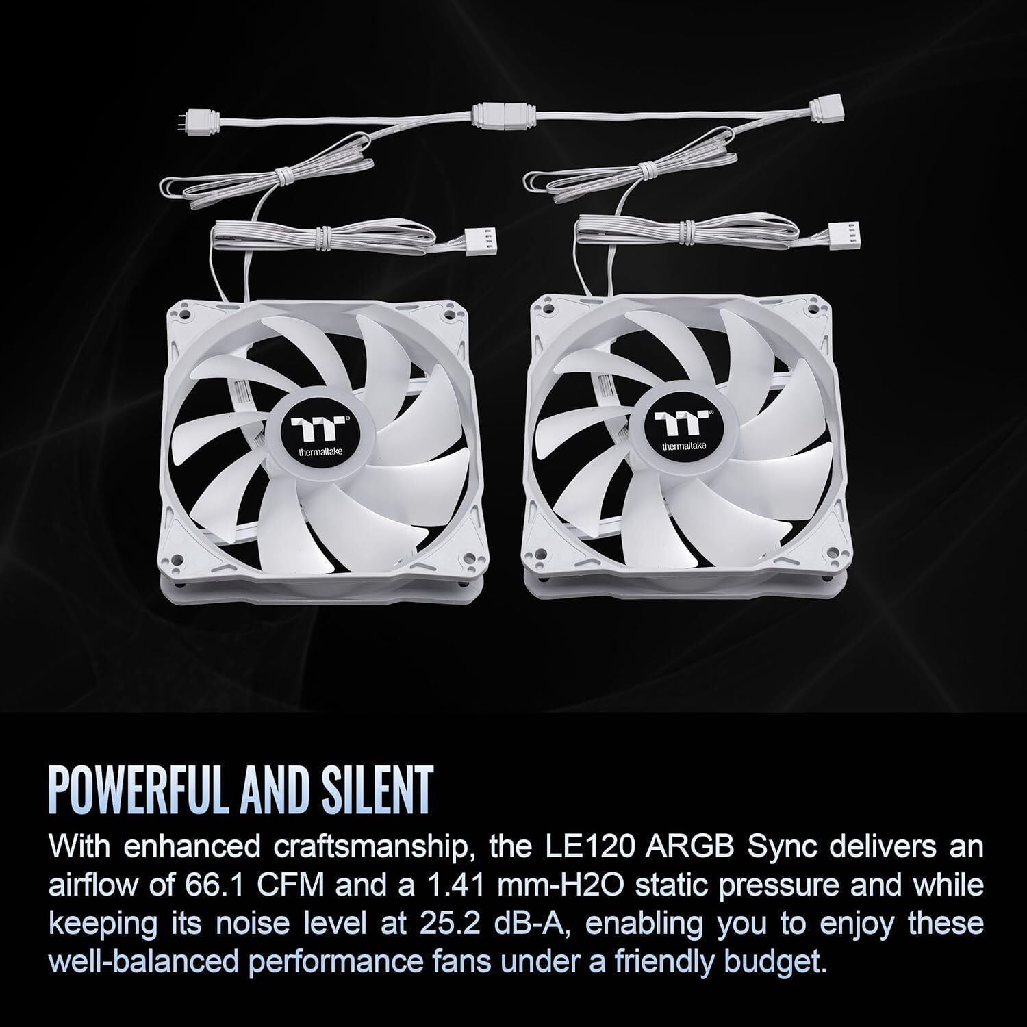 Thermaltake LE120 ARGB PWM white 3-pack 120 mm case fans — view 4