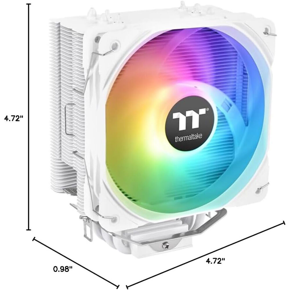 Thermaltake UX200 SE White CPU air cooler with RGB lighting and white tower design — view 2