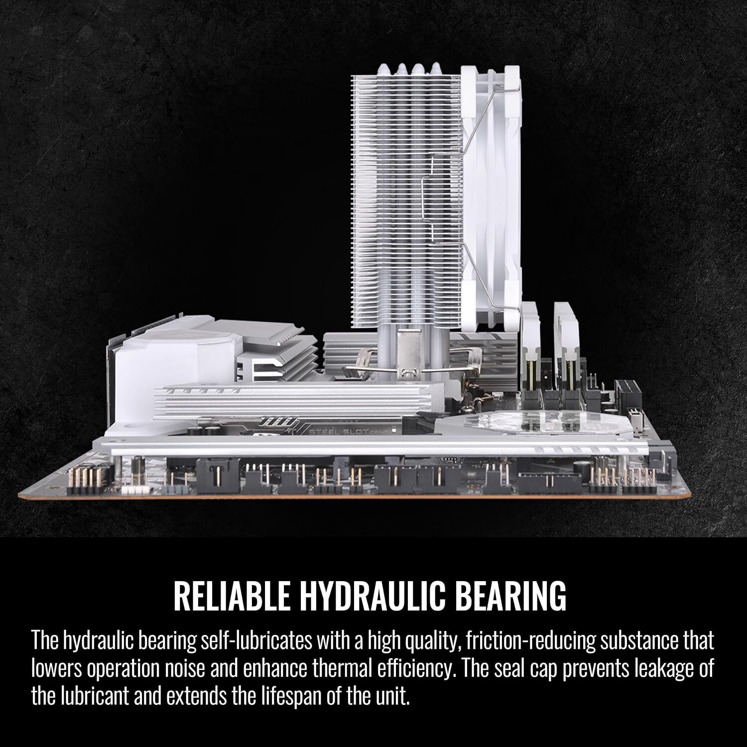 Thermaltake UX200 SE White CPU air cooler with RGB lighting and white tower design — view 5