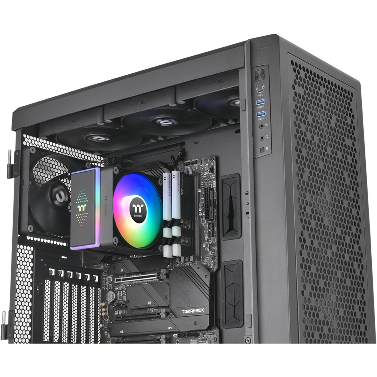 Thermaltake ASTRIA 400 ARGB CPU cooler with 120 mm fan, six copper heat pipes, and glowing top cover — view 6