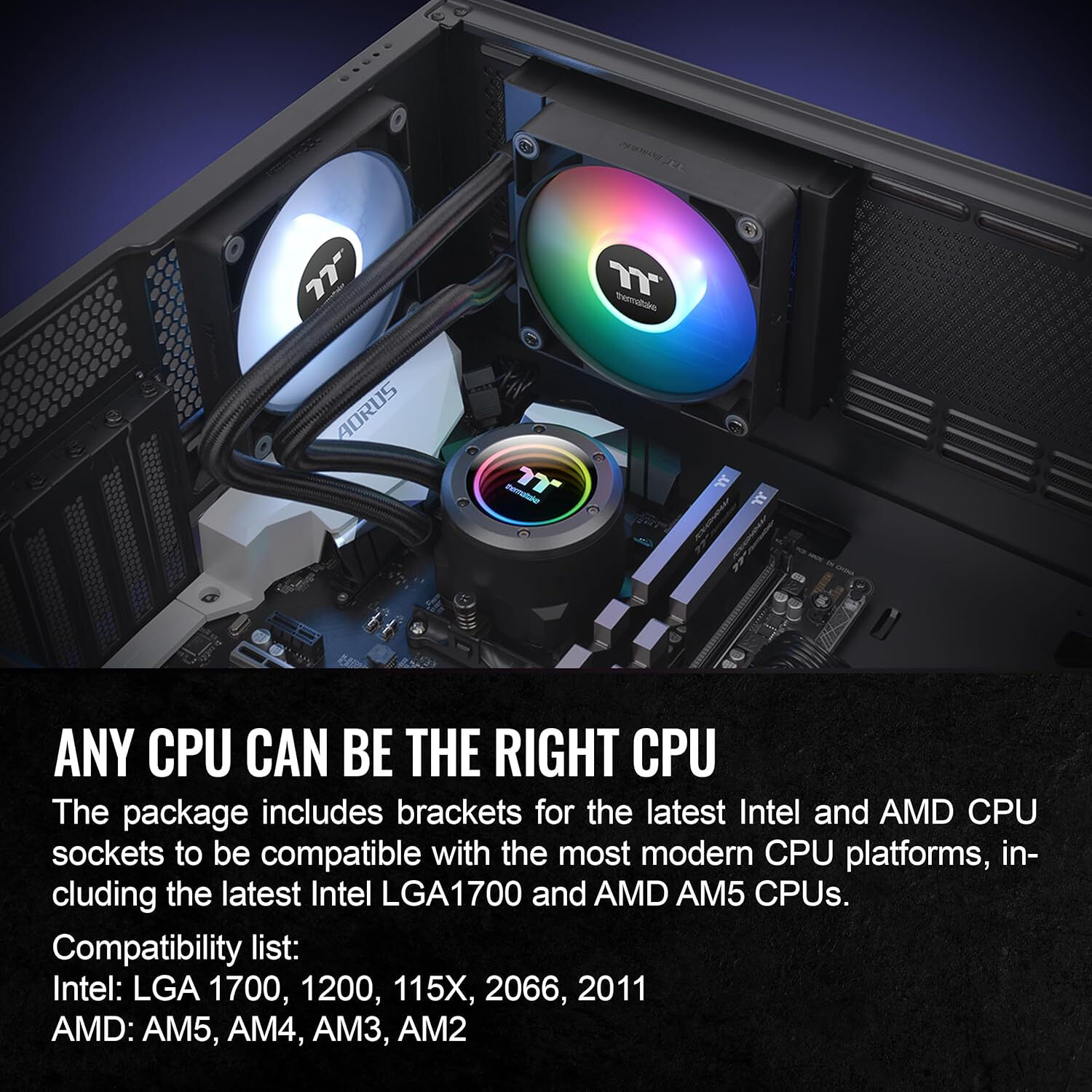 Thermaltake TH120 V2 ARGB Black AIO liquid cooler with infinity mirror cap and ARGB fan — view 6