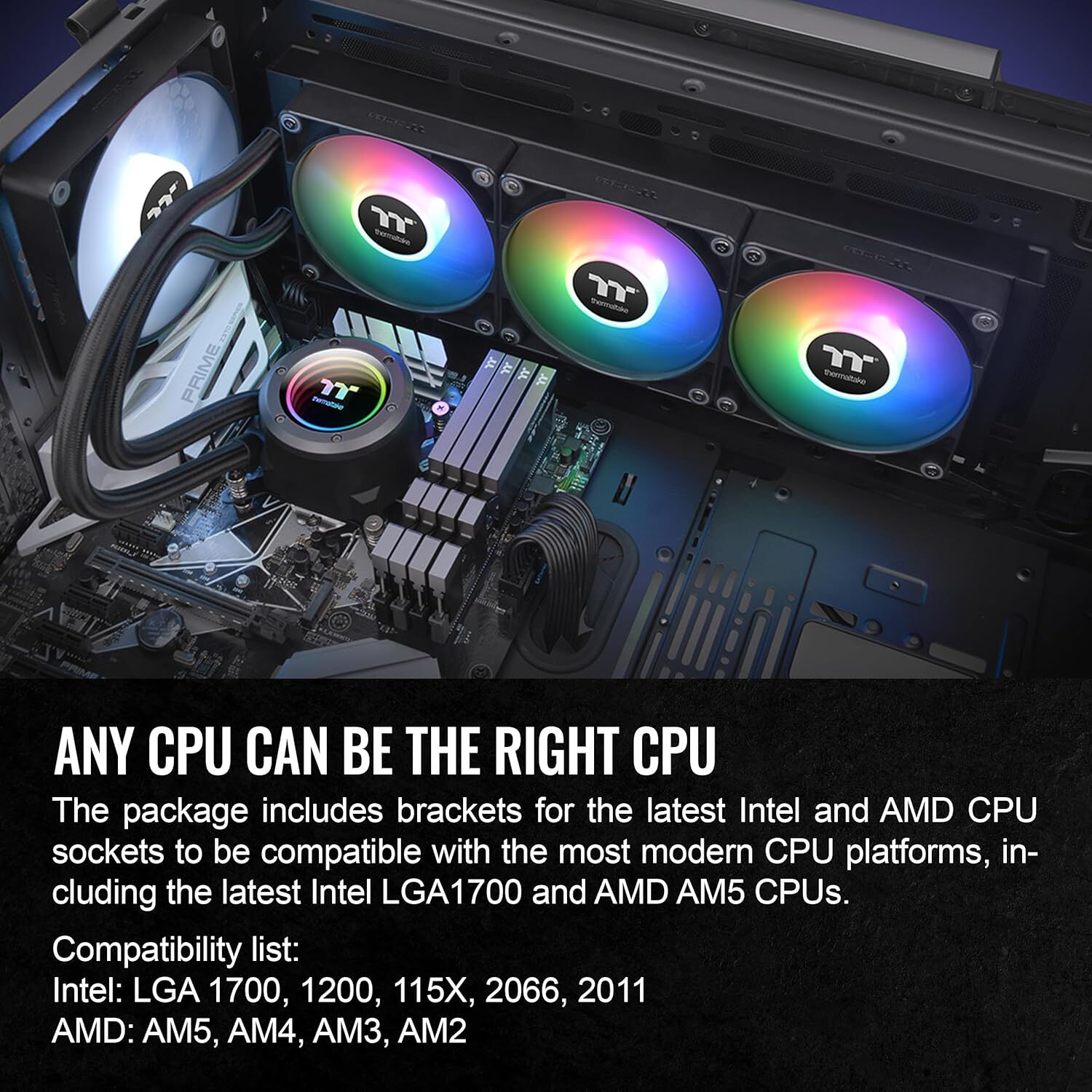 Thermaltake TH360 V2 ARGB Black 360 mm AIO liquid CPU cooler with three ARGB fans — view 6