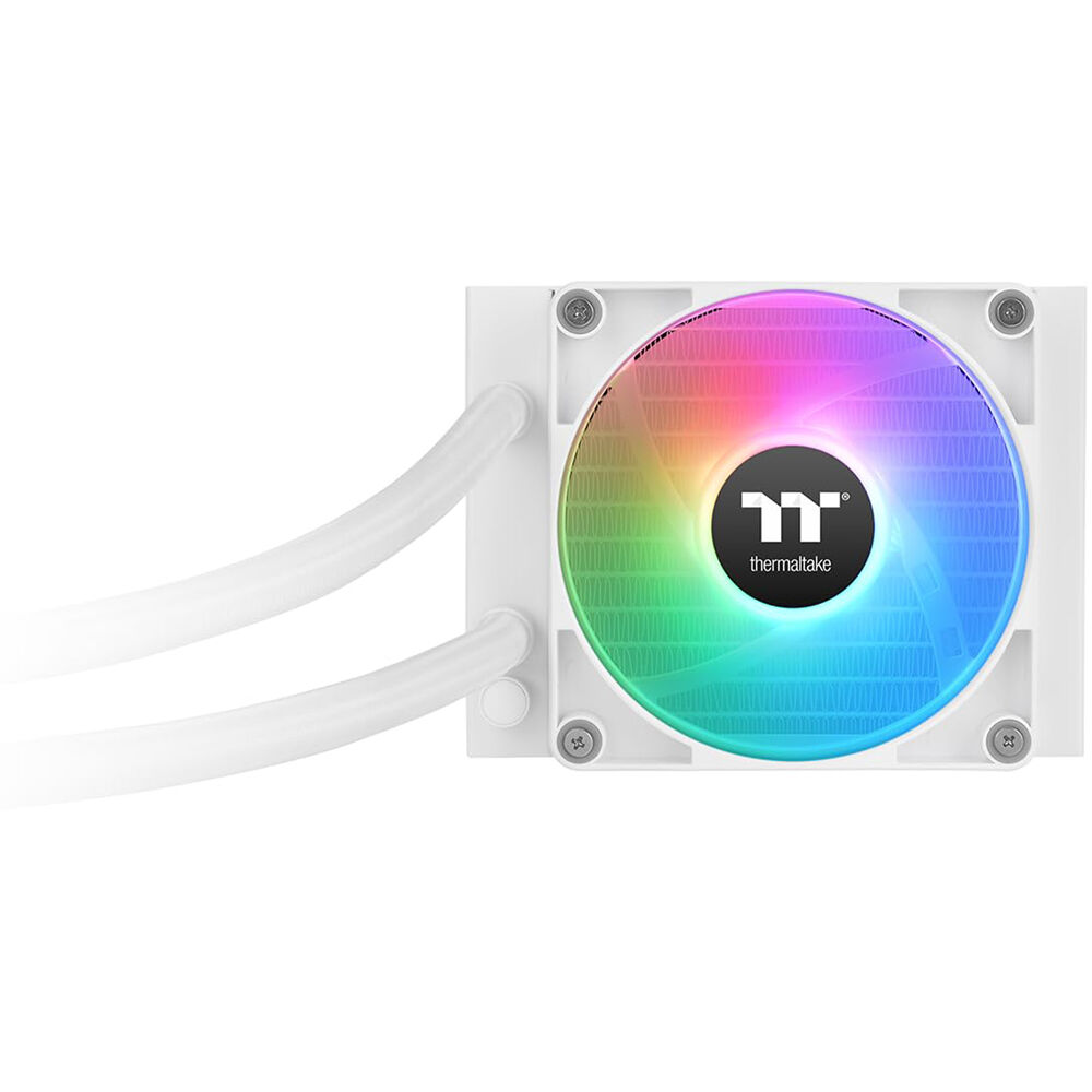 Thermaltake TH120 V2 ARGB Snow 120 mm all-in-one liquid CPU cooler with white radiator and infinity mirror cap — view 2